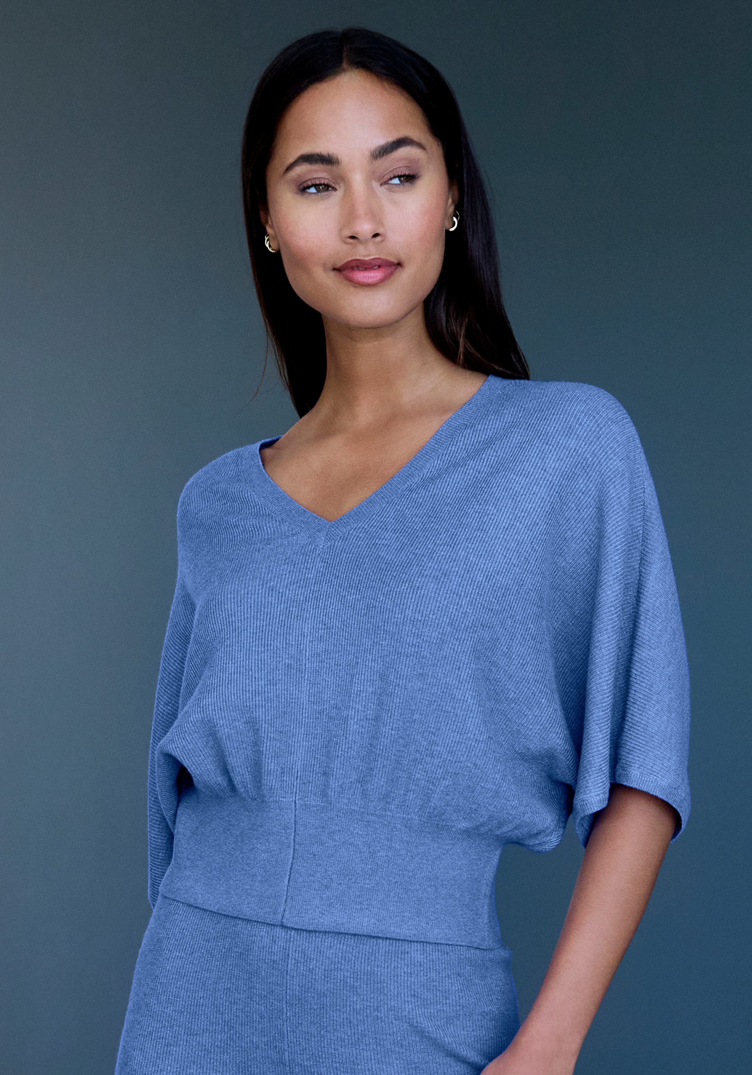 Copenhagen Studios Fledermausshirt aus hochwertiger, feiner Rippe, Loungewear