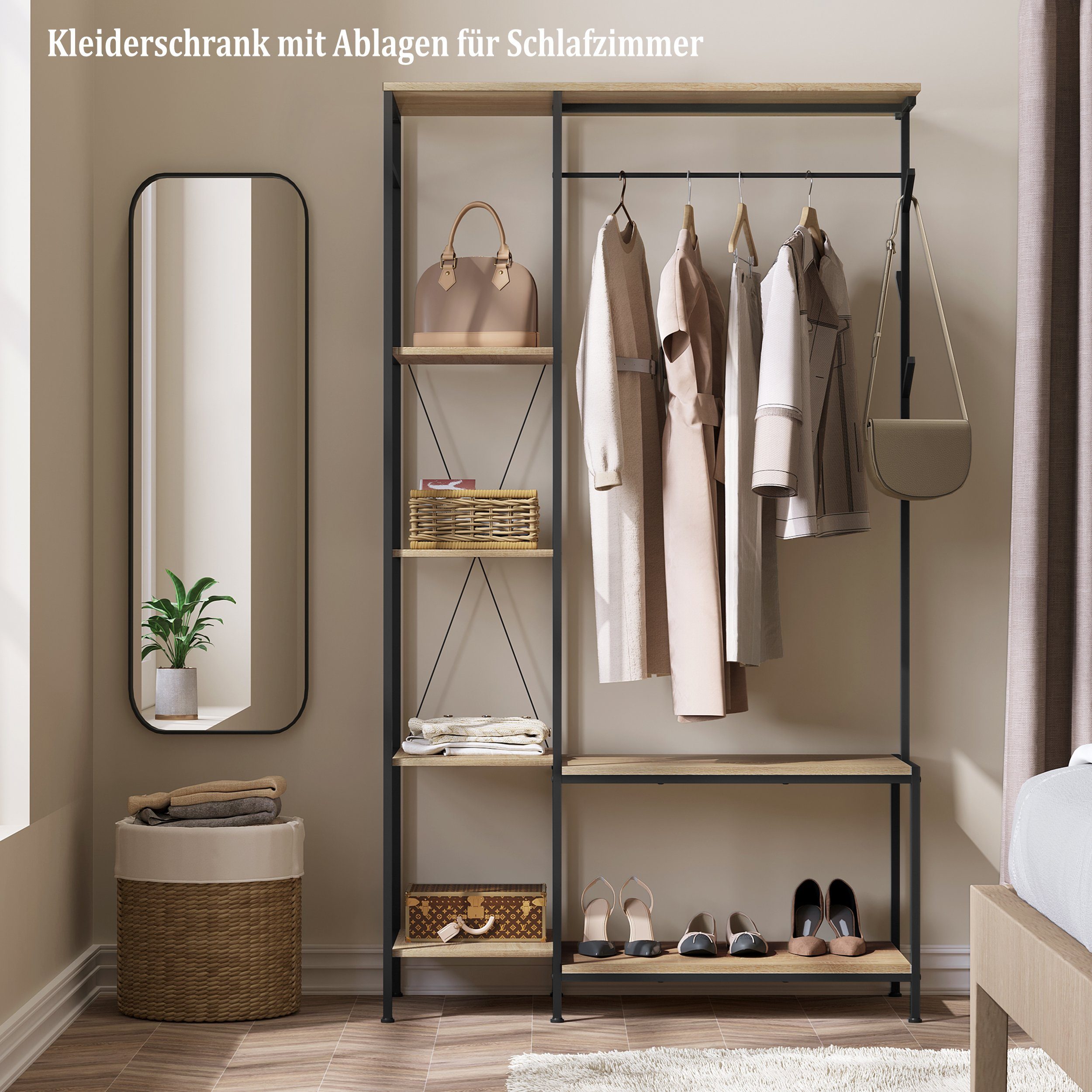 mit cm 3 EUGAD Sitzbank, St), Kleiderständer, 1 Design, (1 100x175x40 in