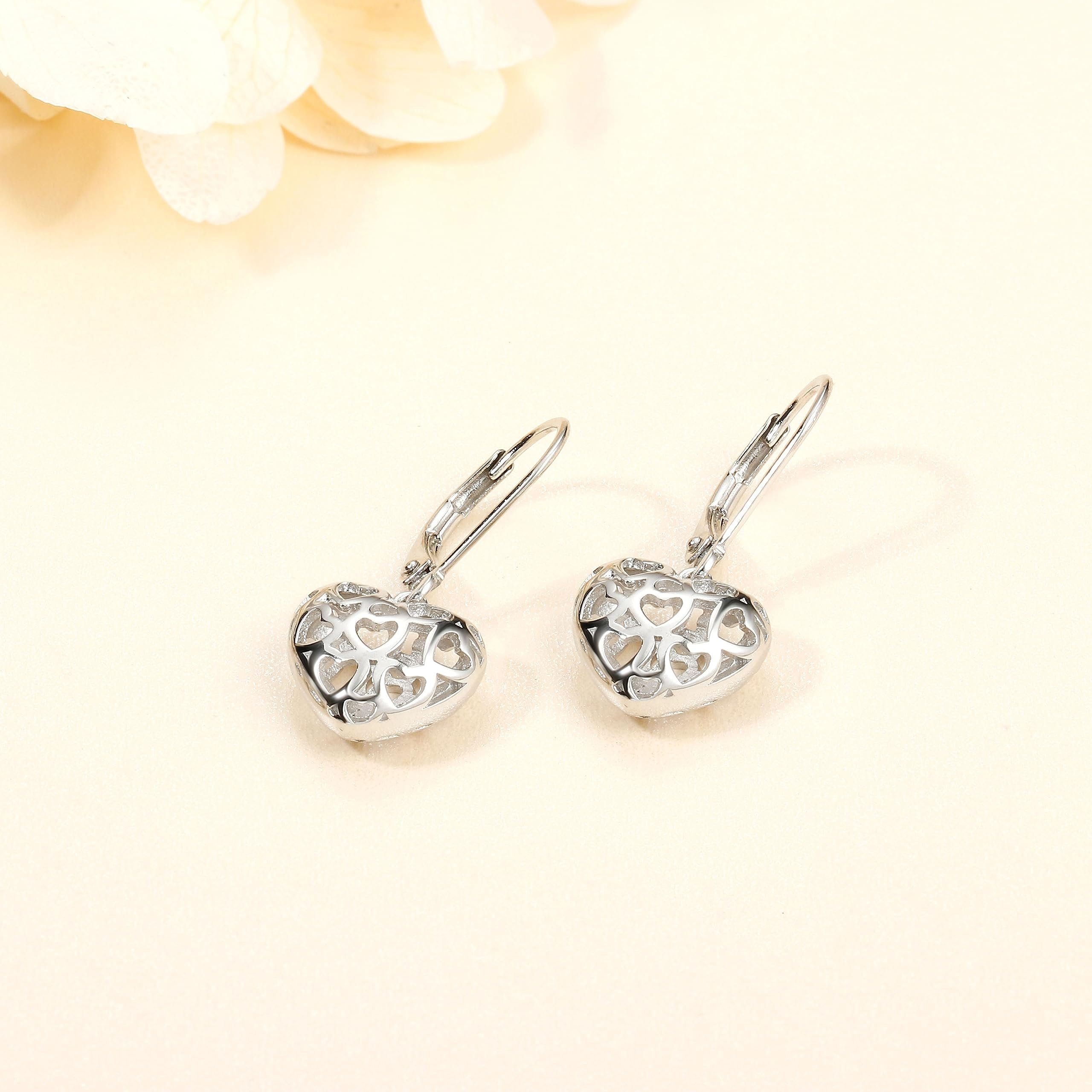 POCHUMIDUU Paar Ohrringe Damen Herz Mädchen (2-tlg., Silber oder Geformte Silberfarbene Hohl Ohrringe Für ein Hebel Herz-Ohrringe), eine Dame Ohrhänger 925