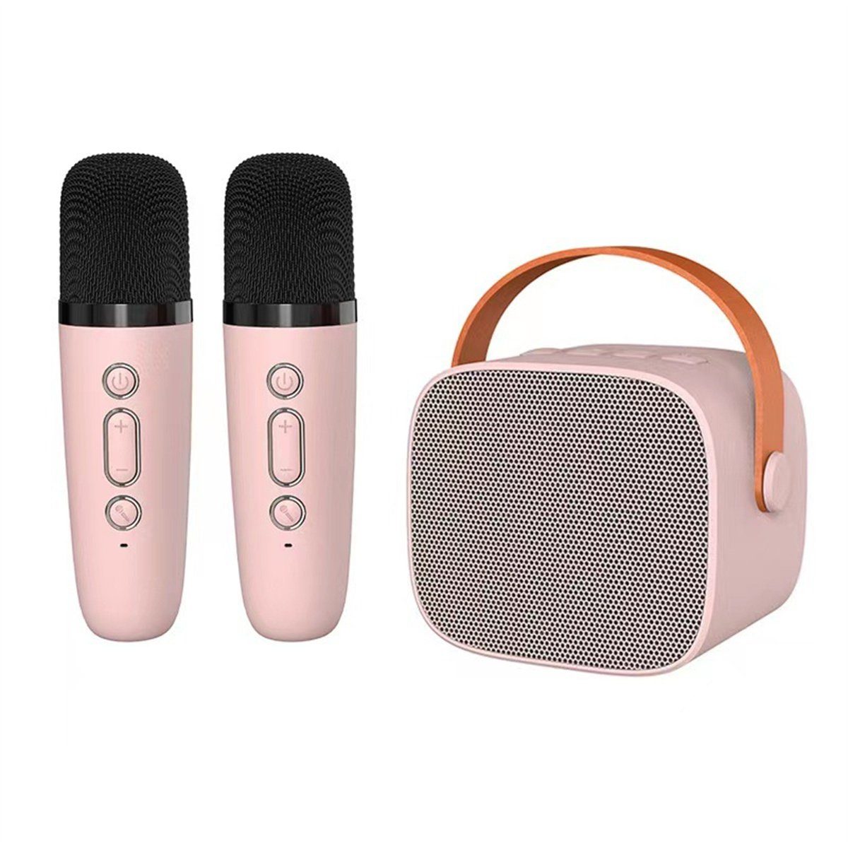 carefully selected Tragbares Mini-Lautsprecher-Mikrofon-Set (Bluetooth, 6 W, 2 Mikrofone) Bluetooth-Lautsprecher Rosa