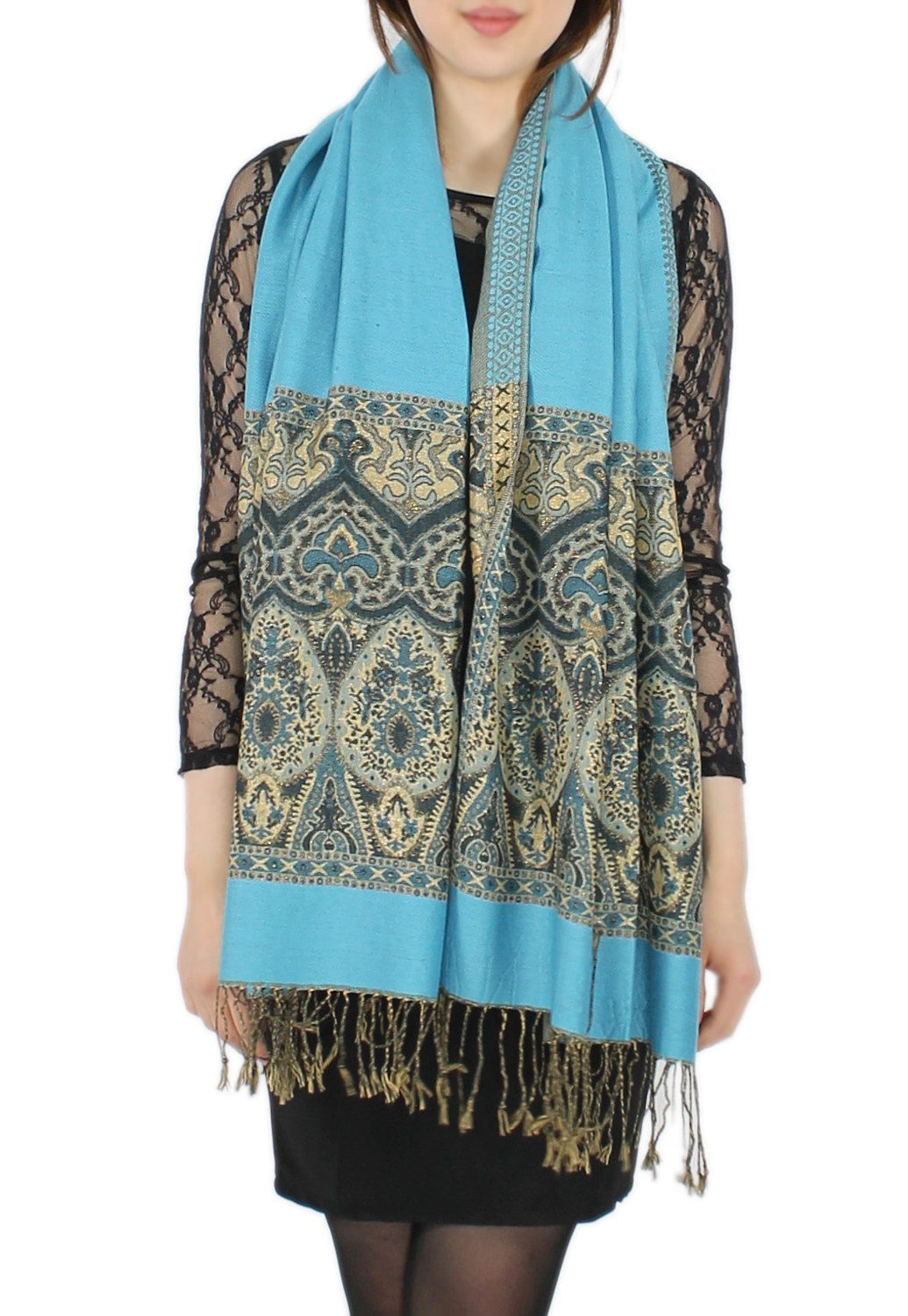 dy_mode Modeschal Elegante Damen Stola Schal Halstuch mit goldfarbenem Glan günstig online kaufen