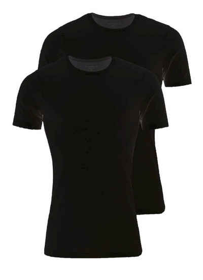 MARVELIS Rundhalsshirt T-Shirt Doppelpack - Body Fit - Rundhals - Schwarz (2-tlg) Ideal zum Unterziehen