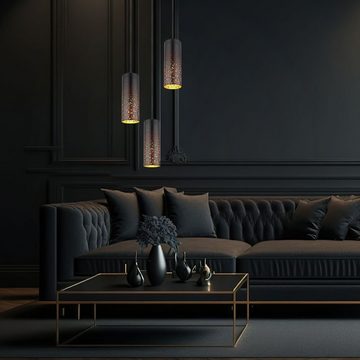 etc-shop Pendelleuchte, Hängeleuchte Pendellampe Deckenlampe Deckenleuchte Metall Schwarz Gold