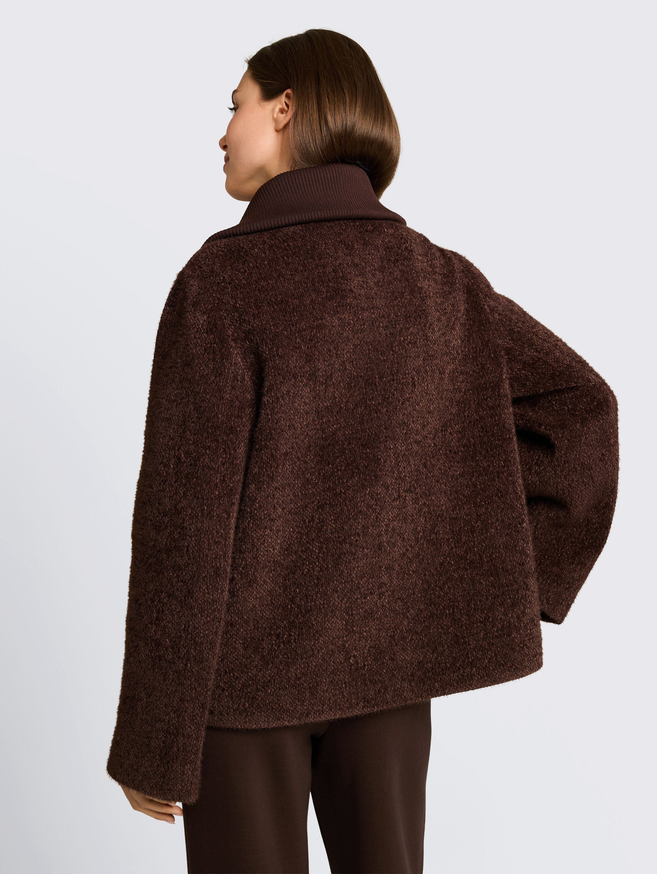 TOM TAILOR Strickfleecejacke mit Strick-Struktur und großem Kragen