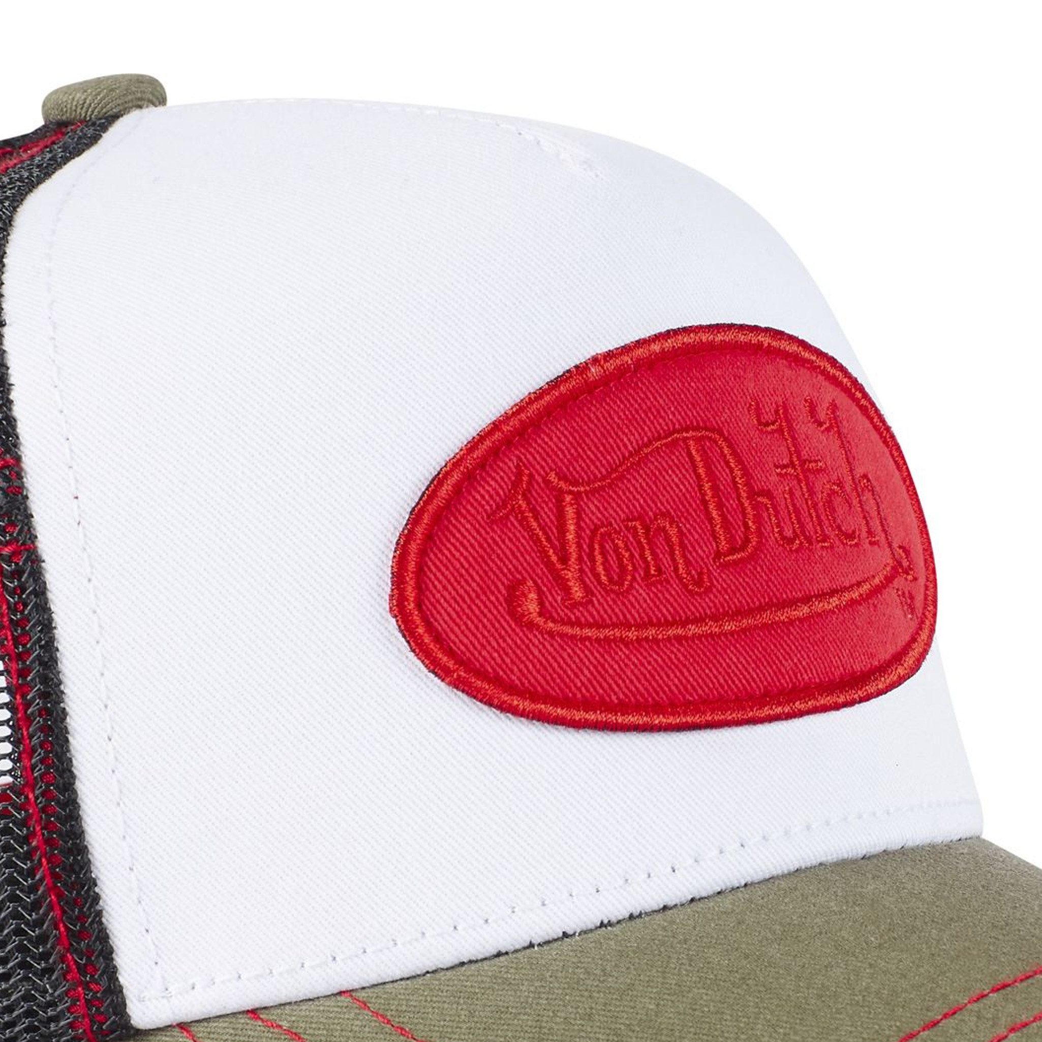 Von Dutch Trucker Cap Von Dutch Originals Trucker Cap - SUMMER Baseball Mesh khaki/red (Basecap, Basecap, Meshcap, Trucker Kappe) Used-Look – Bild 3 von 5