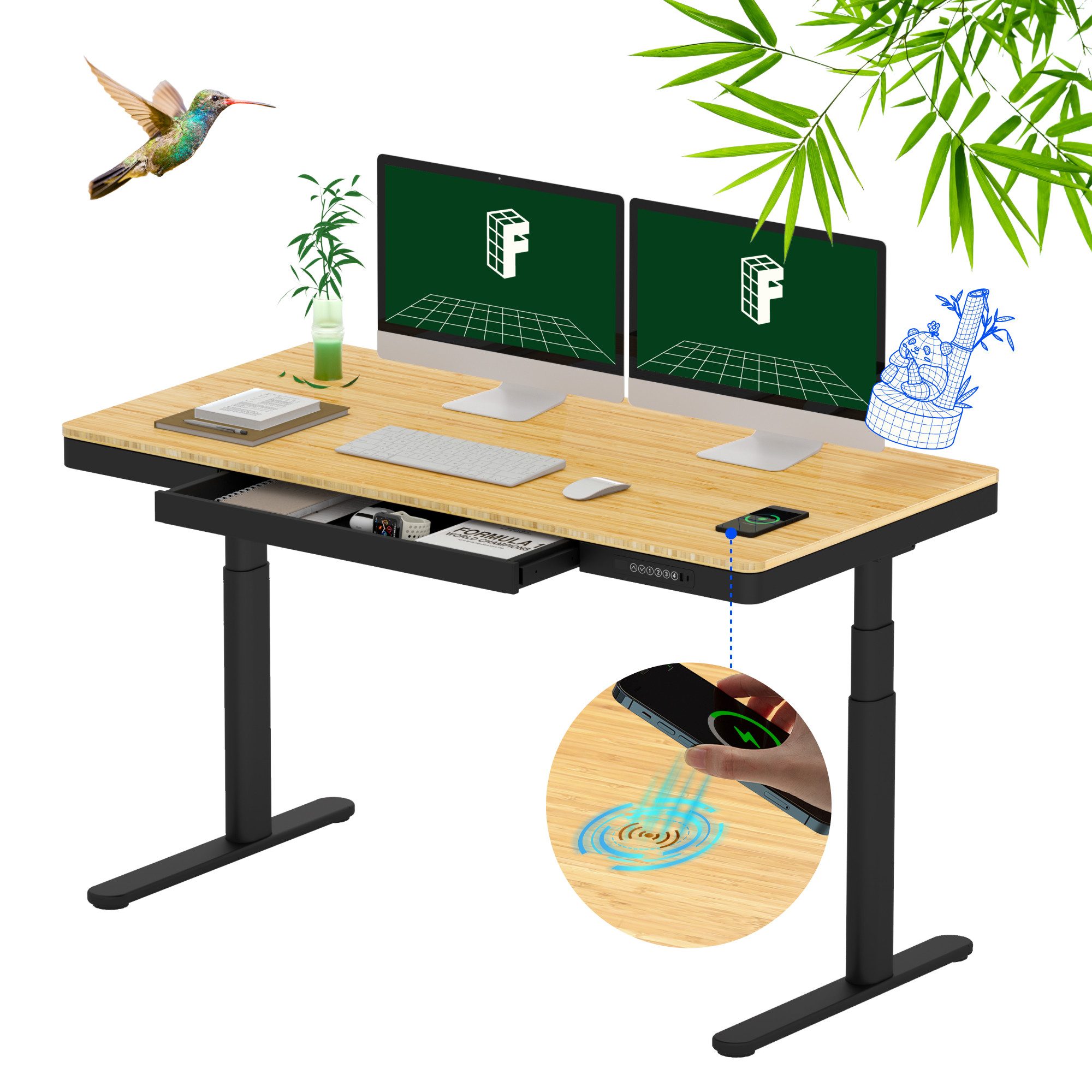 FLEXISPOT Schreibtisch Höhenverstellbarer Schreibtisch MIT Schubladen (mit günstig online kaufen