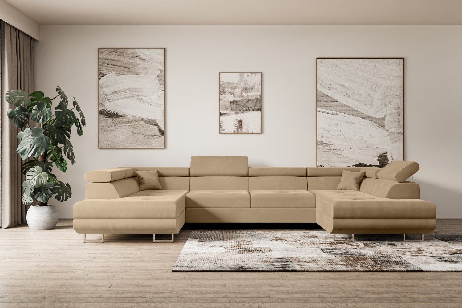 ALTDECOR Wohnlandschaft GUSA-U, Couch mit Schlaffunktion, Wohnzimmer - Ecksofa, Corner Sofa Bett Eckcouch Couch L-Form Schlafcouch Ausziehbar