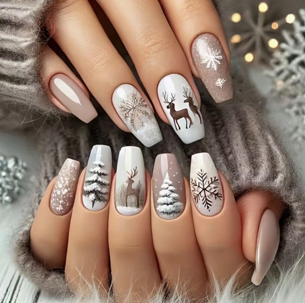 Samira Kunstfingernägel Weihnachtliche Kunstnägel, Leichte Anwendung, Spitzen Qualität