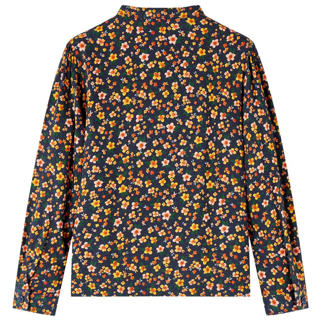 vidaXL Hawaiihemd Kinderhemd mit Stehkragen Marineblau 116