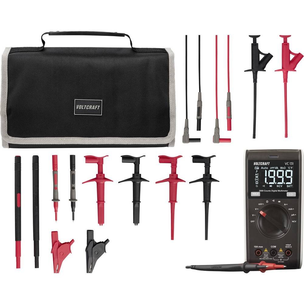 VOLTCRAFT Multimeter VC-131 Multimeter mit MLSet-100 Messleitungen und Tasche