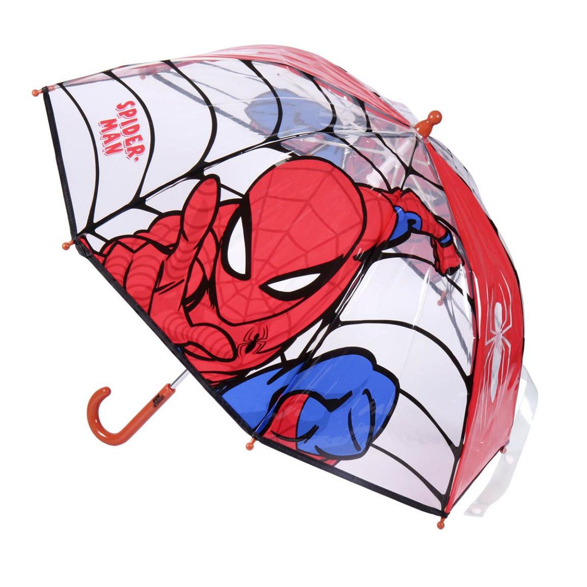 Cerda Langregenschirm Spiderman Regenschirm ⌀ 71 cm Leichter Kuppel-Schirm, Durchsichtige Kuppel