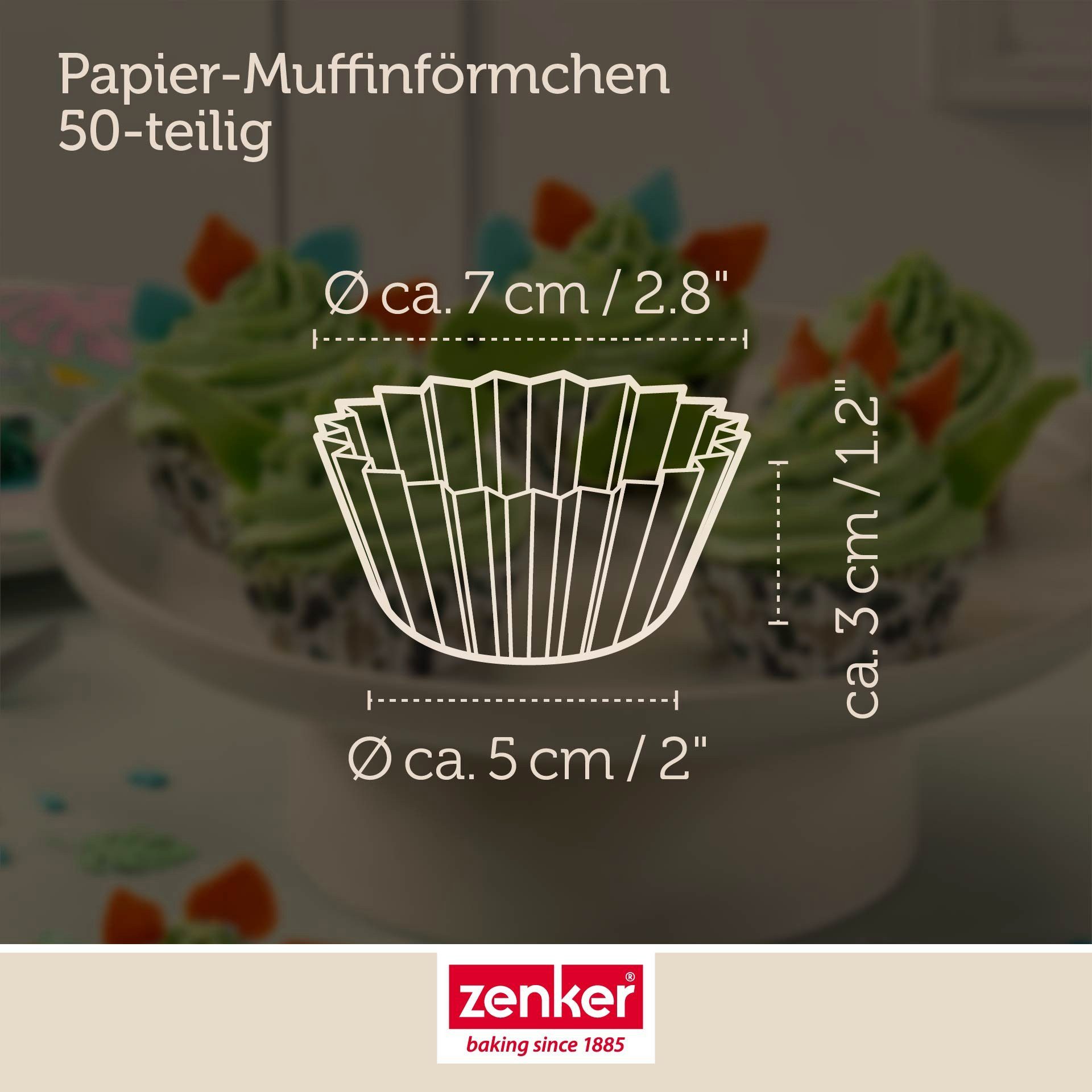 Zenker Muffinform Muffinförmchen Dino, Cupcake-Hüllen, Backzubehör, Party-Backformen