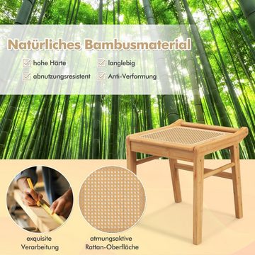 COSTWAY Sitzhocker, Bambus, mit Rattan-Oberfläche, bis 120kg
