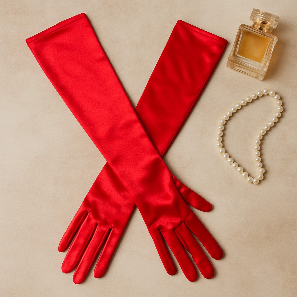Festartikel Müller GmbH Abendhandschuhe Rote Satin Handschuhe Damen Kostümaccessoire für Halloween&Fasching (1-St) Glamourös, vielseitig, auffällig