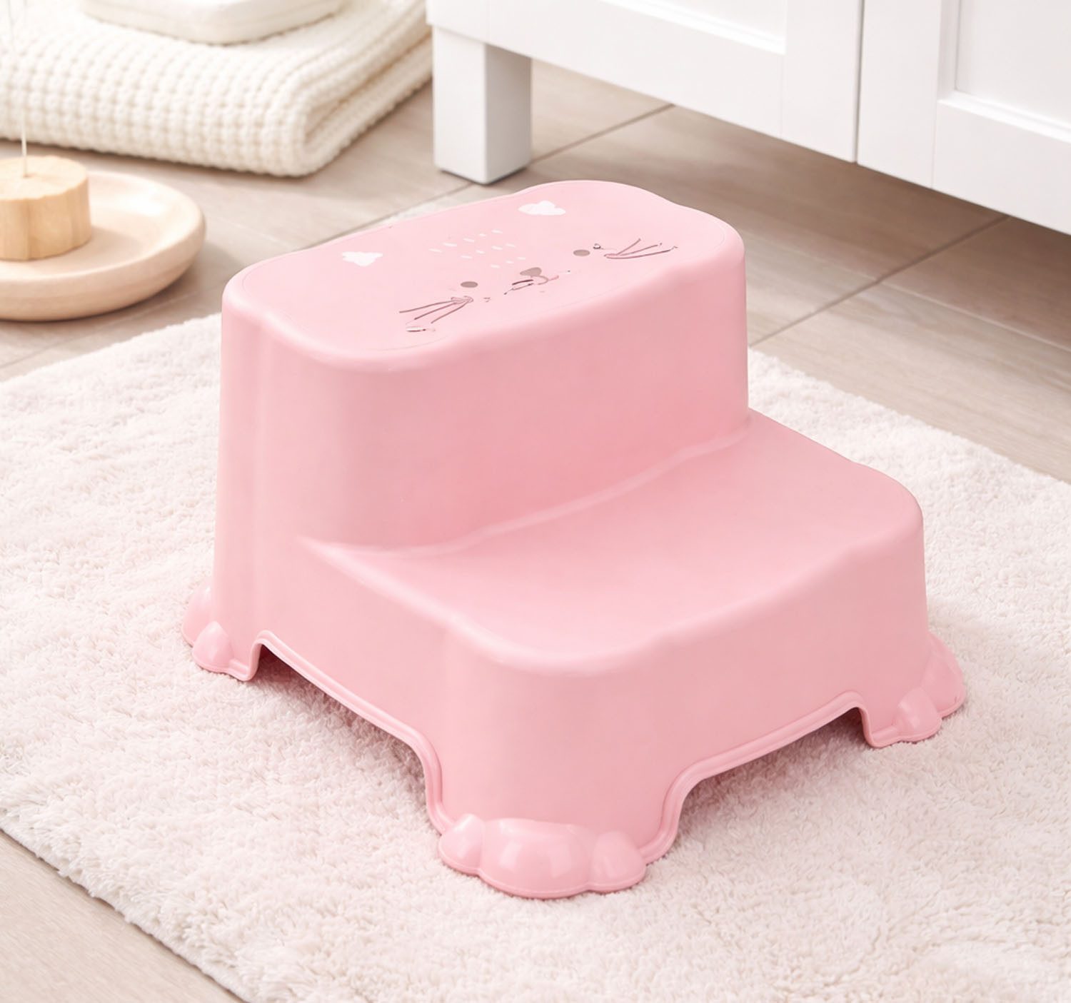 Mojawo Fußhocker Kinder Tritthocker Trittstufe Hocker Kunststoff Pink rutschfest