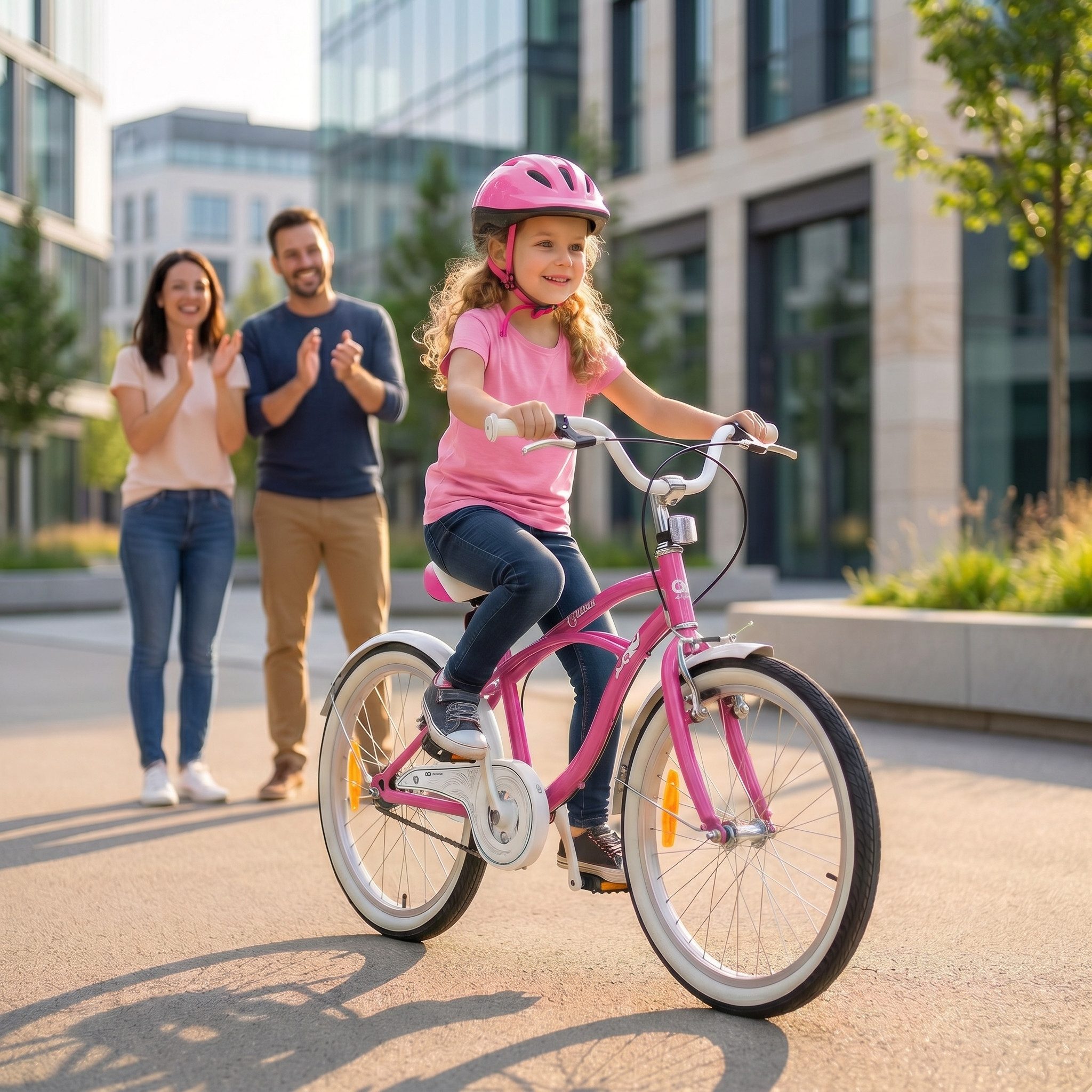 Actionbikes Motors Kinderfahrrad Kinder Fahrrad Cruiser 20 Zoll - ab 6 Jahre, 1 Gang, ohne Schaltung, (Reflektoren, Katzenaugen, Antirutschprofil, Klingel, Kettenschutz, 1-tlg., Trapez-Rahmen, V-Brake-Bremsen, max. Zuladung 40 kg), höhenverstellbares Bike Jungen Mädchen Kinderrad ab 115 cm rosa
