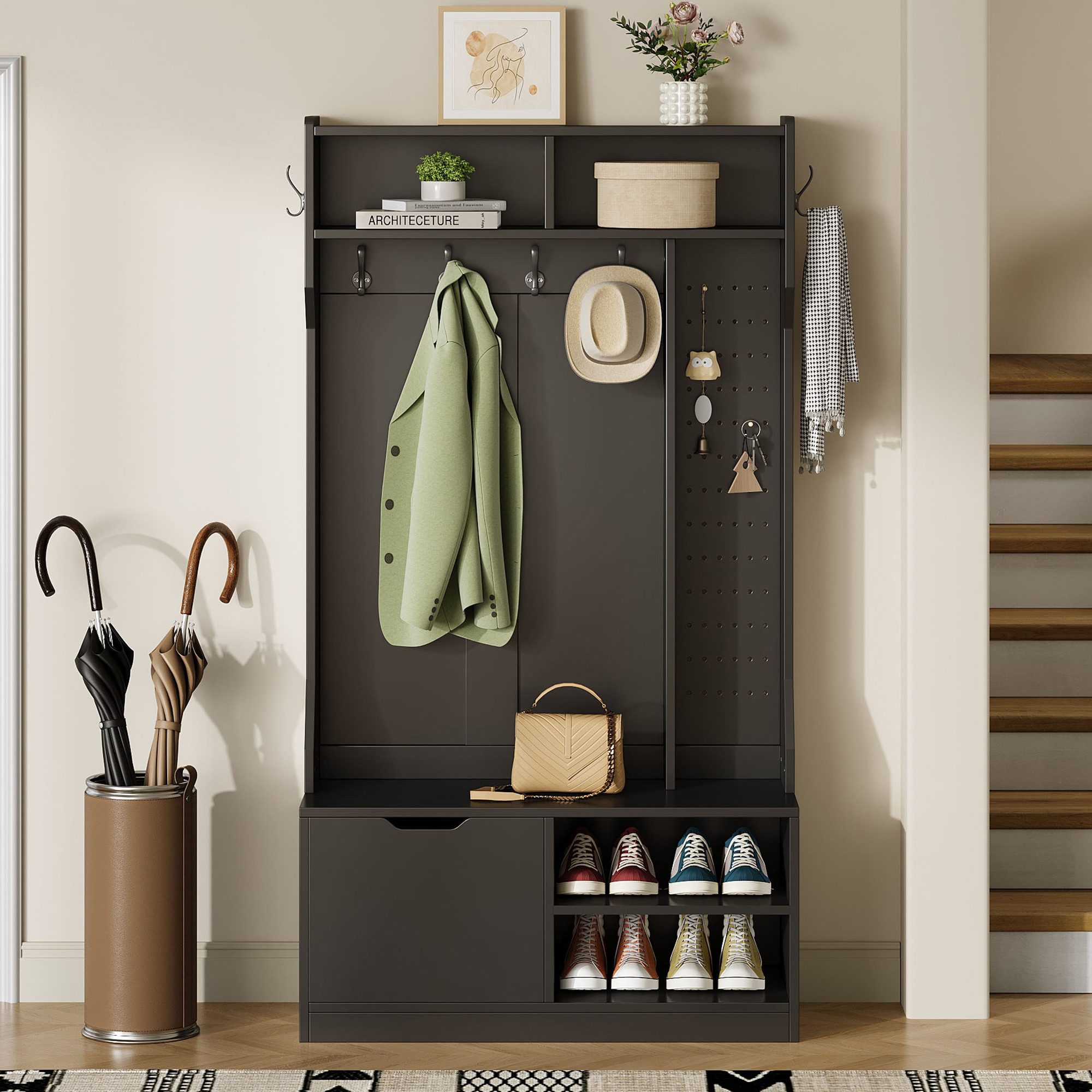 KLAM HOME Garderoben-Set Moderne Flurgarderobe mit Sitzbank und Stauraum, 1 günstig online kaufen