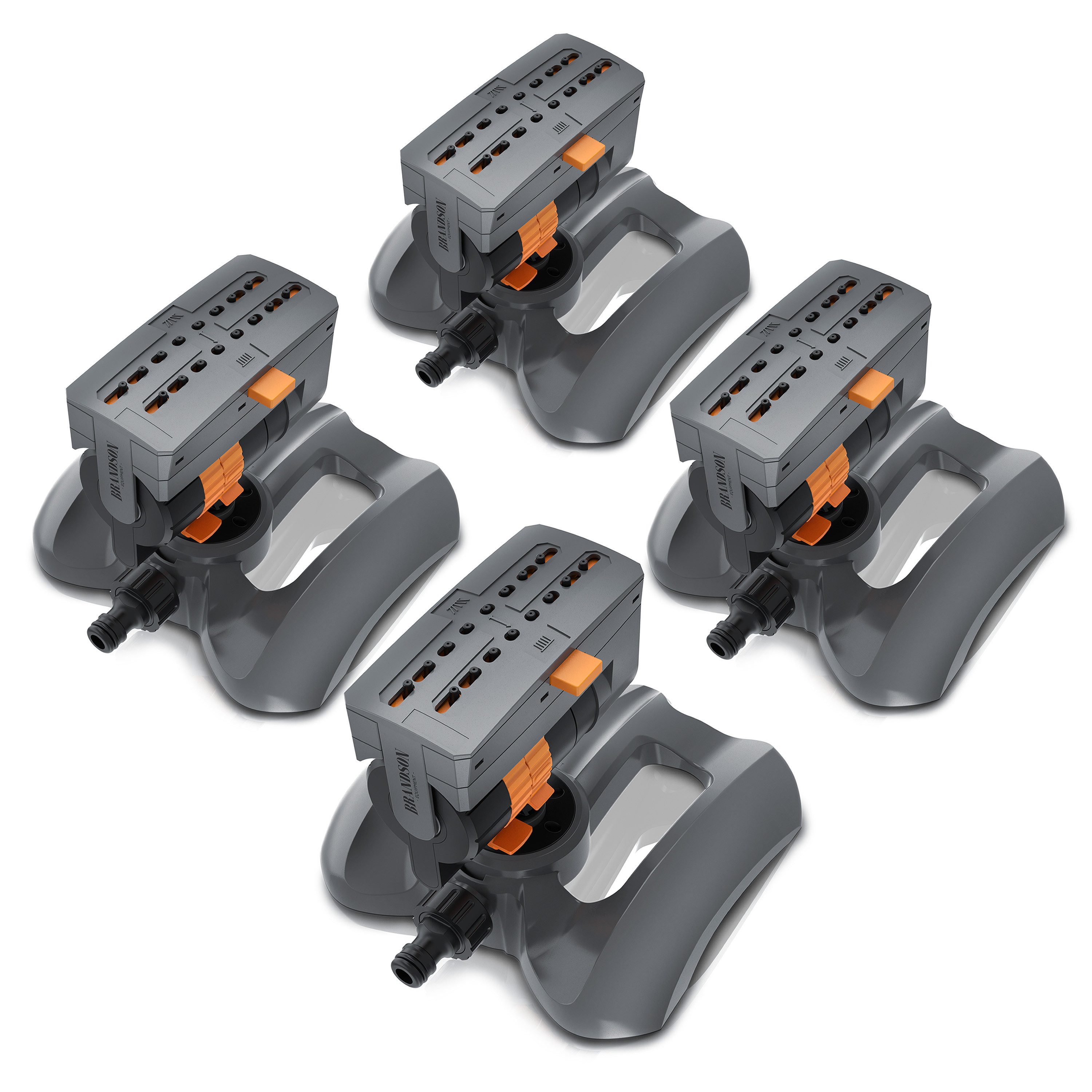 Brandson Viereckregner Garten Sprinkler, Rasensprenger rotierend, Oszillationsregner 16 Düsen, für Flächen bis 180 m², (Spar-Set, 4-St., 4er Set), Wasserstrahl stufenlos einstellbar, Oszillation 30–150°, max. 180 m²