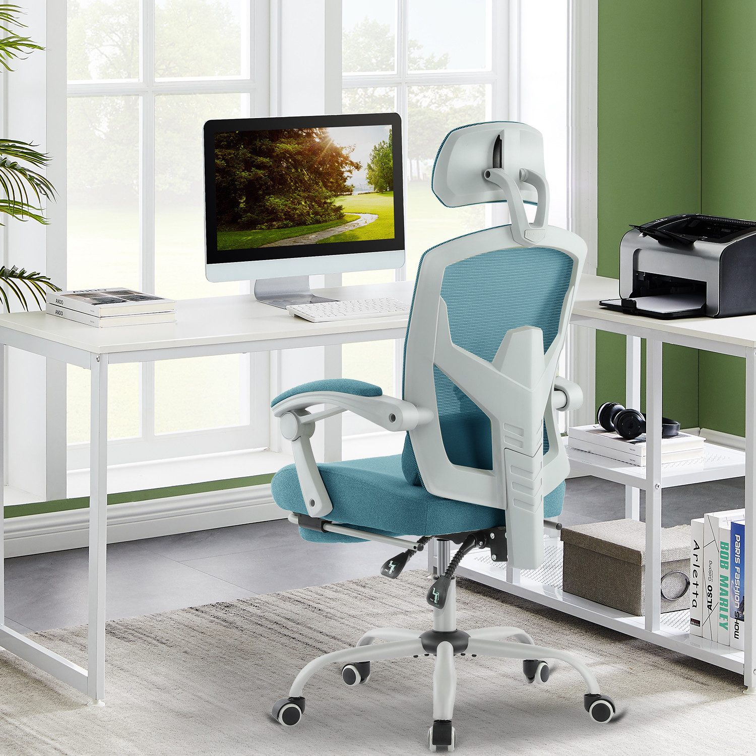 DUMOS Bürostuhl Ergonomisch Schreibtischstuhl Komfortarmlehnen Fußstütze günstig online kaufen