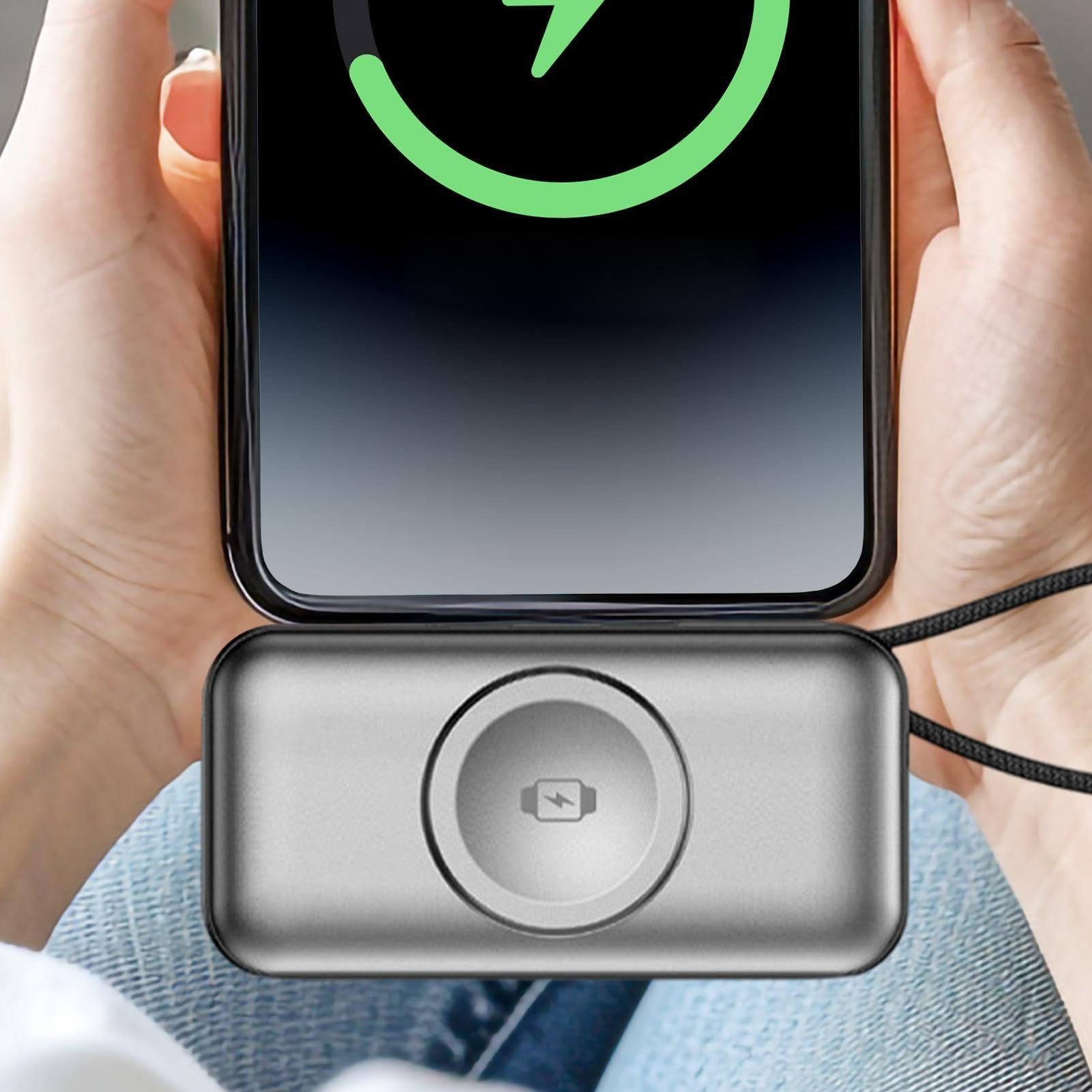 AIBISTAR 5000mAh Magnetische Powerbank, 22,5W, klappbarer Typ-C Powerbank, Integrierter Ständer,LED-Akkuanzeige in Echtzeit