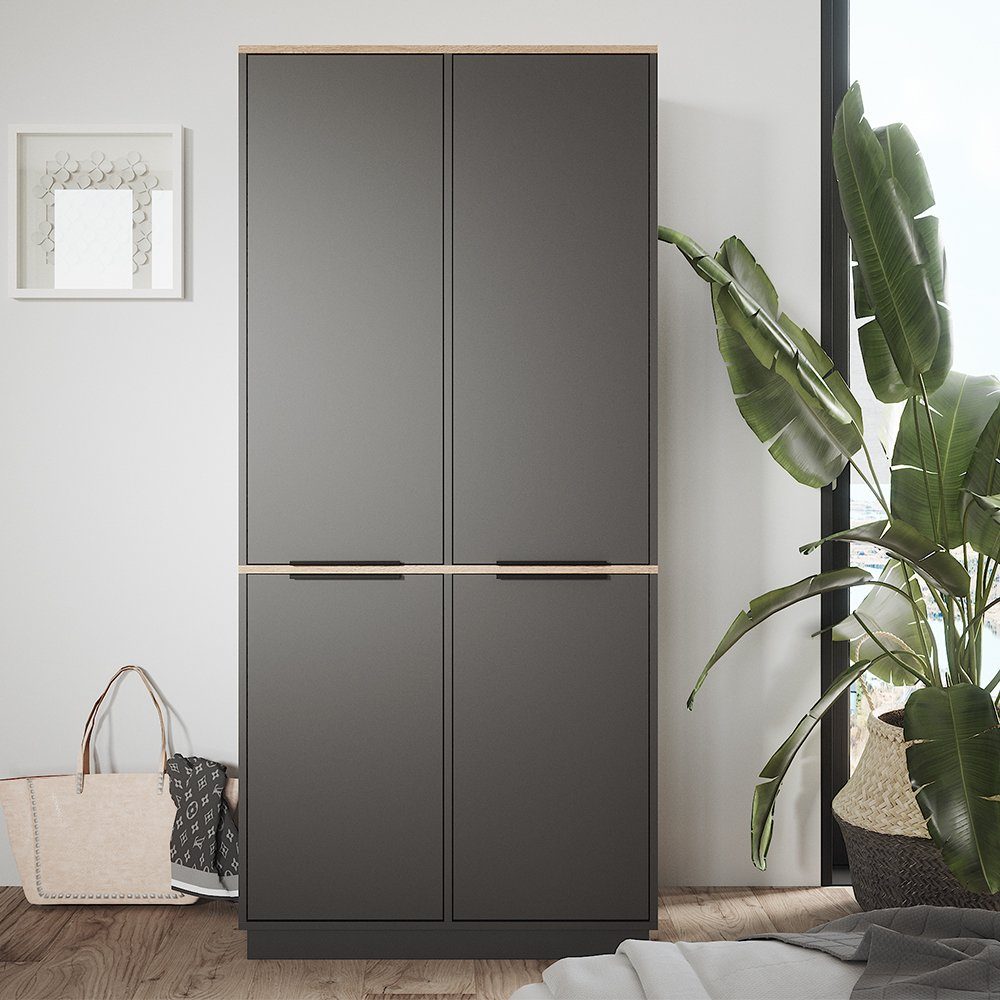 Vicco Kleiderschrank Betti, Anthrazit/Eiche, 82 x 179 cm mit 4 Türen günstig online kaufen