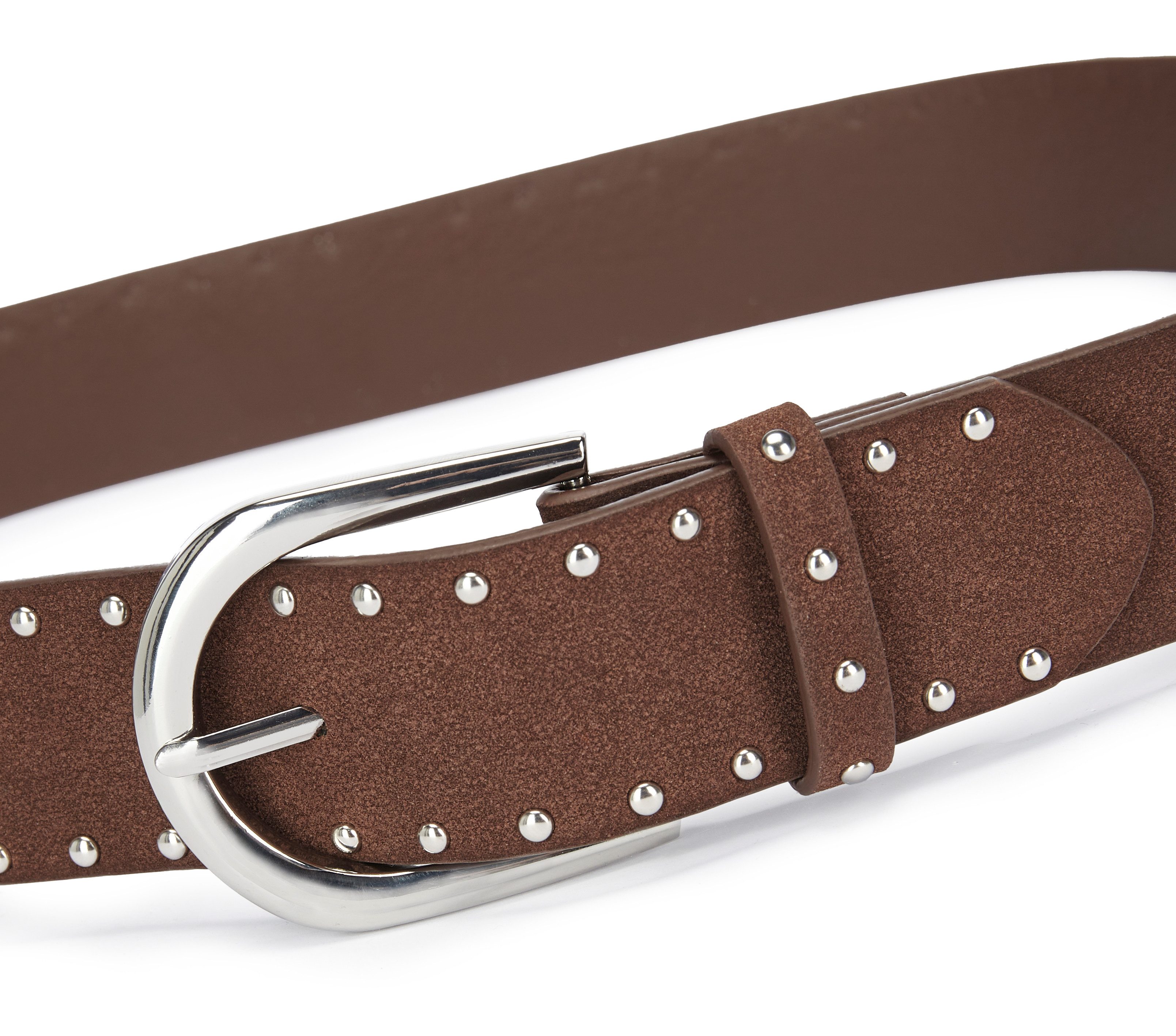 LASCANA Hüftgürtel Nietengürtel, Anzuggürtel, Gürtel, Jeansgürtel, Hosengürtel in Veloursleder-Optik mit kleinen Nieten für Jeans & Hosen