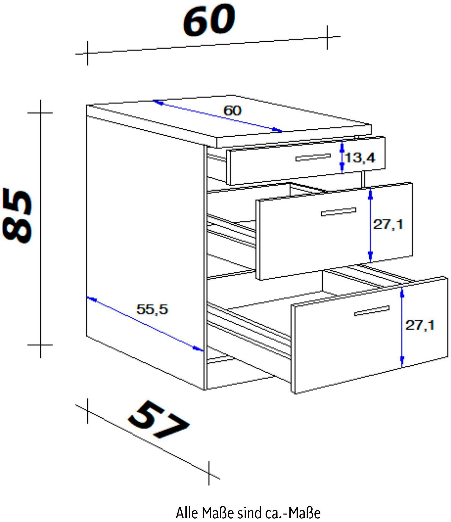 T) x 86 x mit (B Auszugsunterschrank praktischen Vintea cm, x x H Flex-Well 50 Auszügen 60