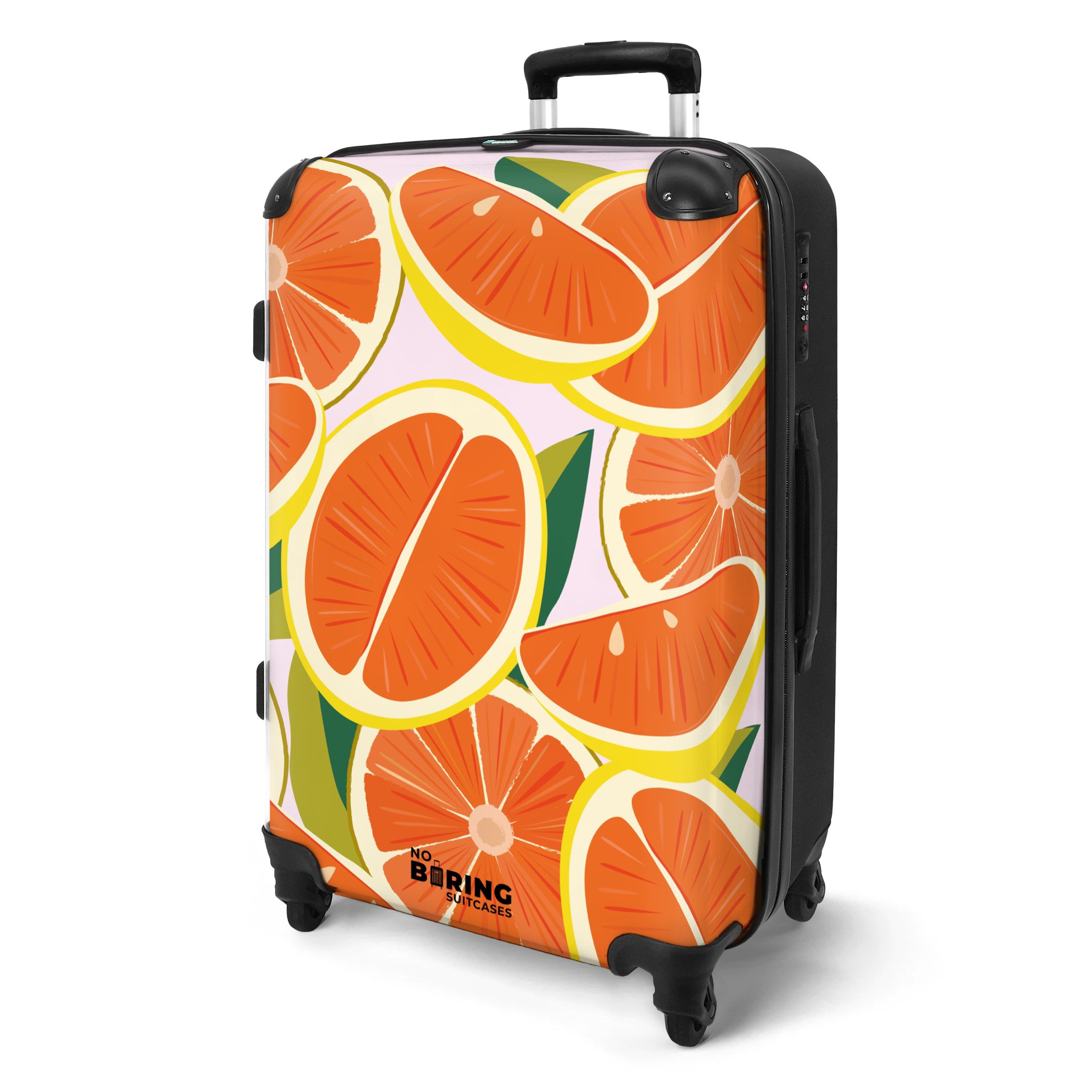 NoBoringSuitcases.com© Hartschalen-Trolley Rosa mit Orangen 67 günstig online kaufen