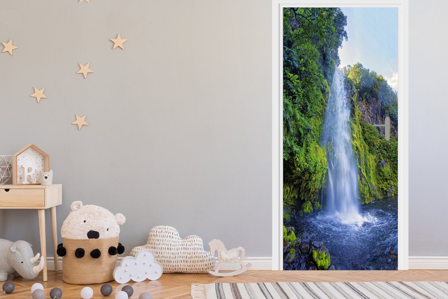 MuchoWow Wasserfall Neuseeland, Türtapete in cm Matt, St), im bedruckt, (1 Türaufkleber, Whanganui-Nationalpark Fototapete für 75x205 Tür,