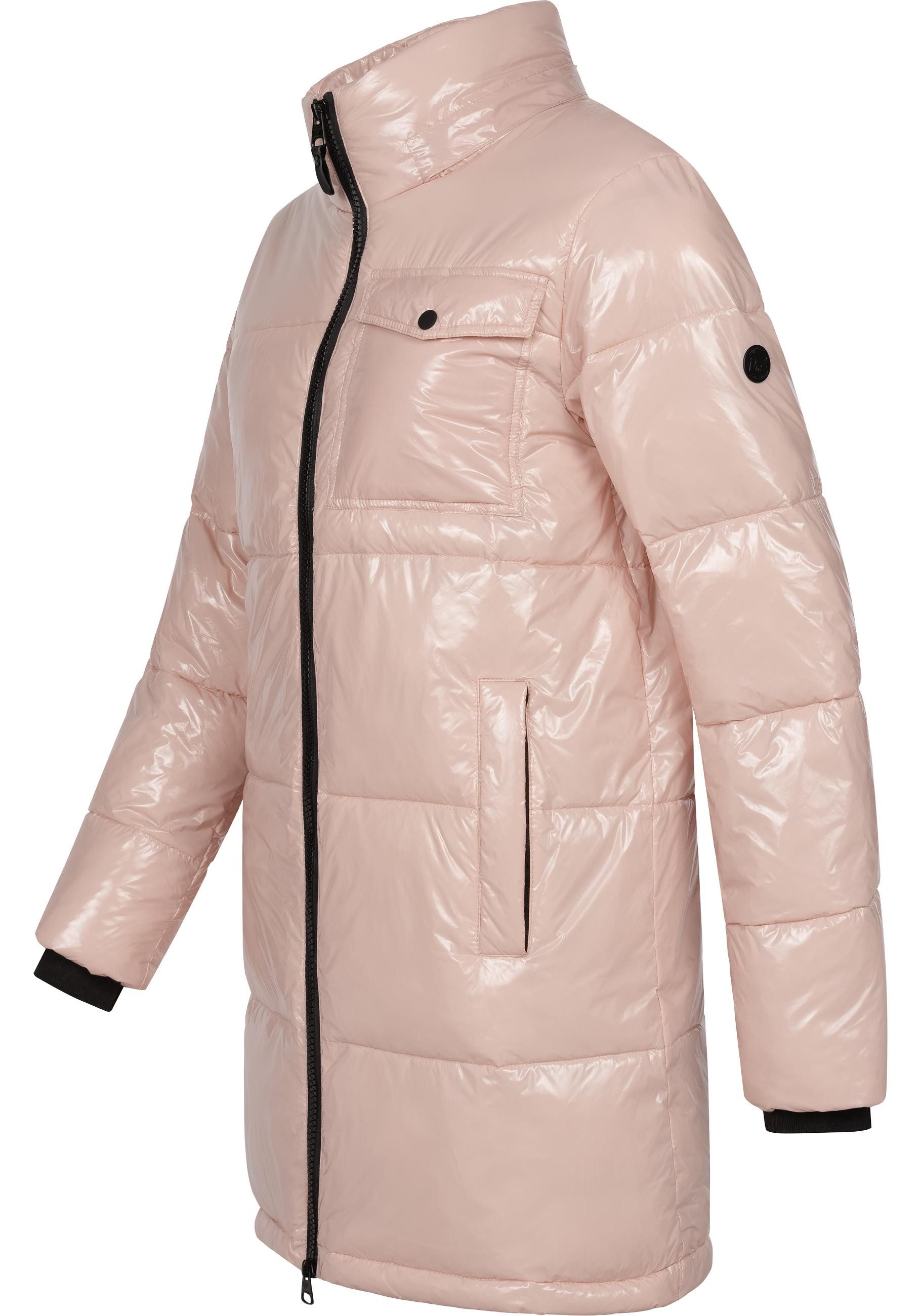 Ragwear Wintermantel Roobie Long super stylischer, gänzender Damen Steppmantel