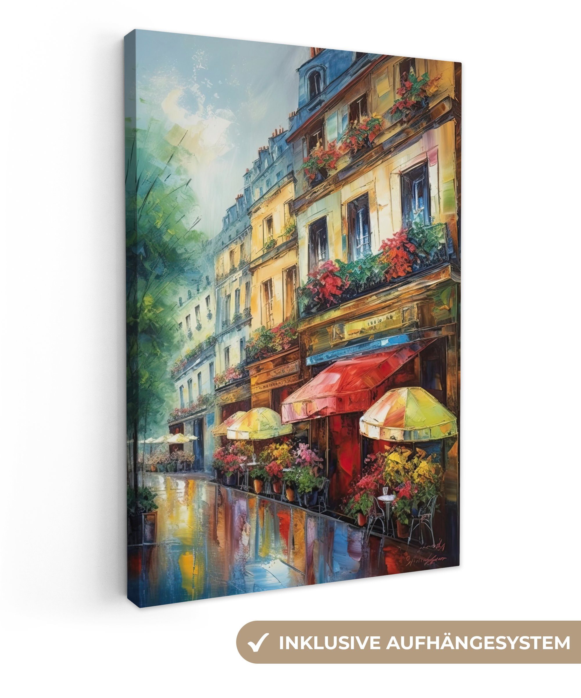 OneMillionCanvasses® Leinwandbild Straße - Ölfarbenoptik - Farbenfroh - Sta günstig online kaufen