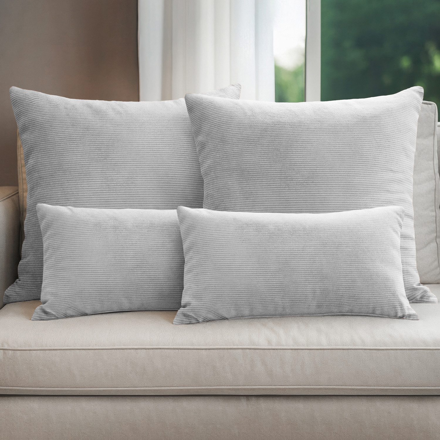 Selfitex Dekokissen 4er Set Cord Kissen inkl. Füllkissen, 2x 50x50 & 2x 30x günstig online kaufen