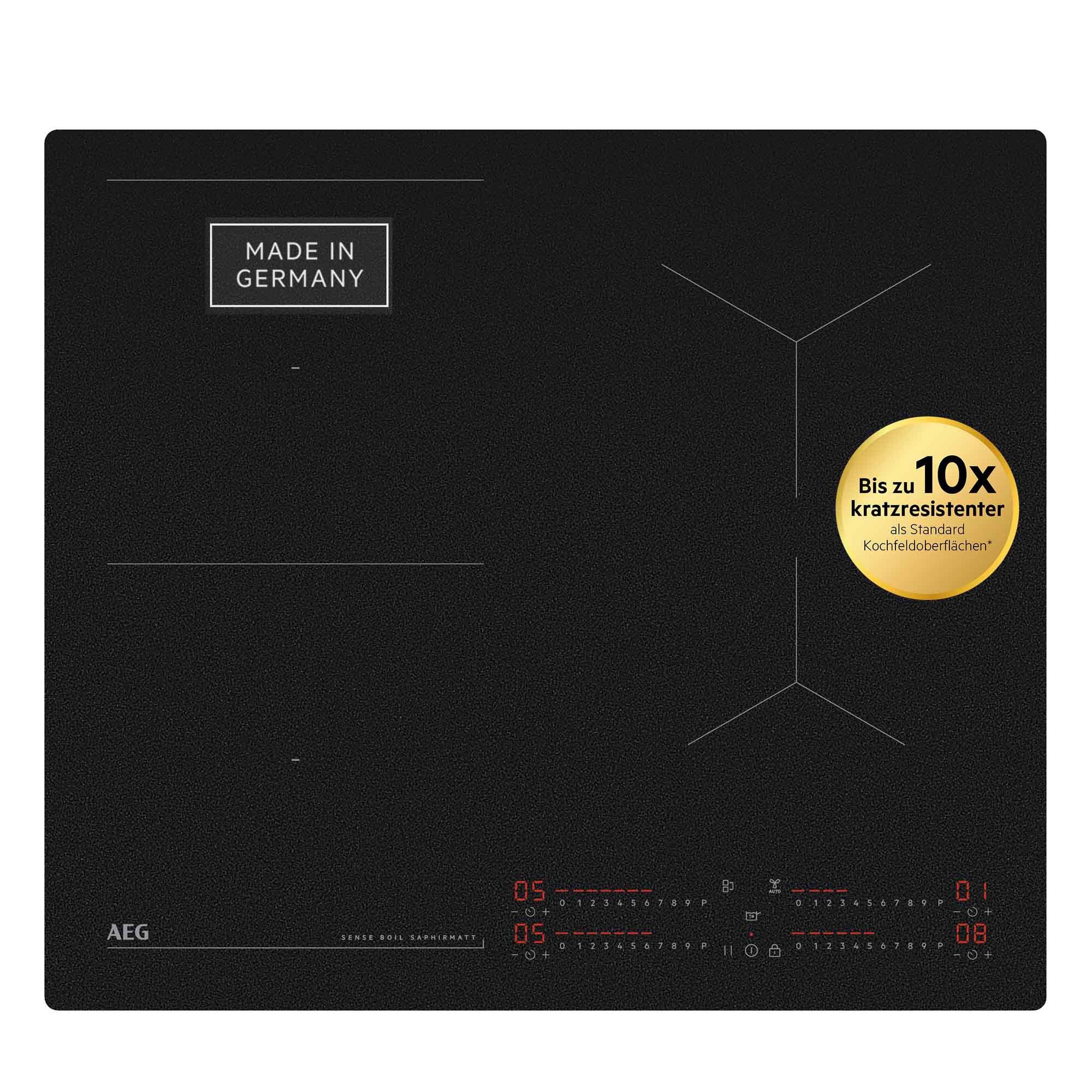 AEG Induktions-Kochfeld Serie 7000 TI64IB1FIZ, AEG SaphirMatt® 10× Kratzresistenz & Anti‑Fingerprint, Made in Germany