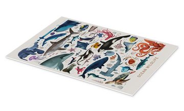 Posterlounge Forex-Bild Dieter Braun, Meerestiere, Mädchenzimmer Maritim Illustration