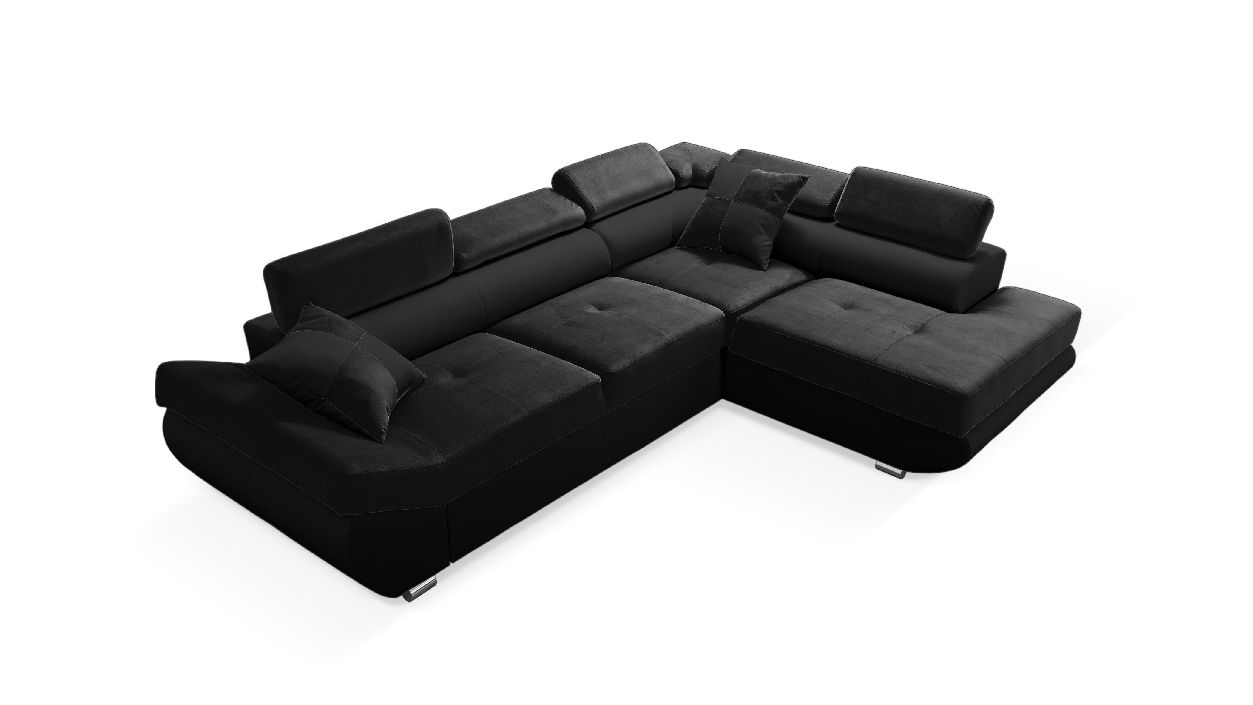 robin Ecksofa Saturn Sofa L-Form mit Schlaffunktion inkl. 2 Kissen BLACK