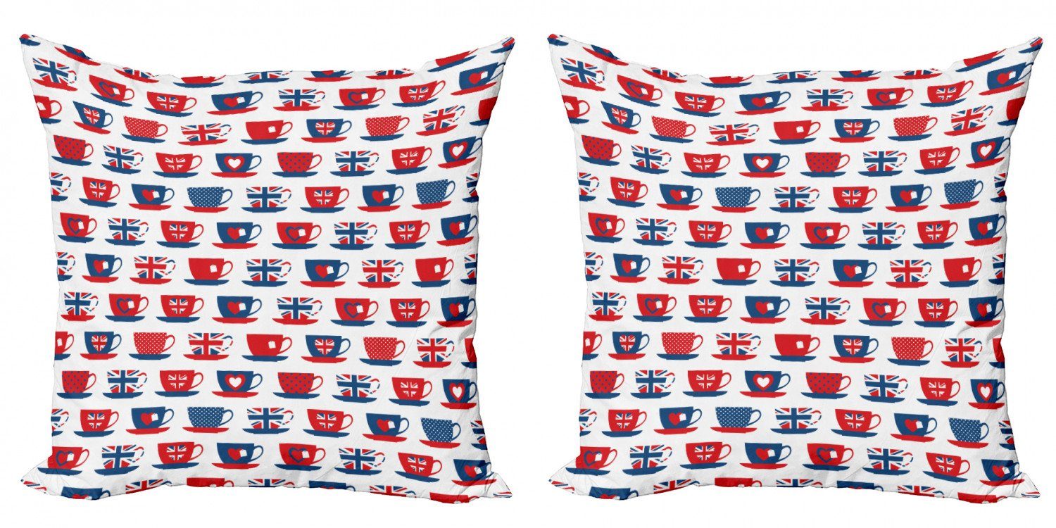 Digitaldruck, (2 Abakuhaus Stück), Großbritannien Accent Doppelseitiger Tee-Party Kissenbezüge Teacups Modern