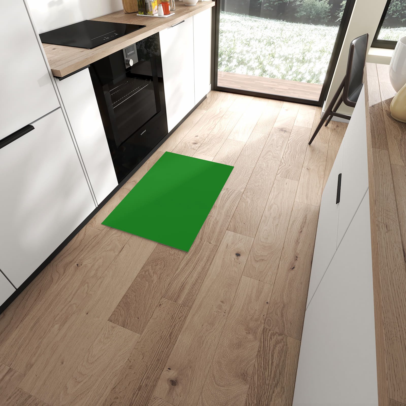 Primedeco Küchenläufer Küchenteppich Blattgrün, Rechteckig, Höhe: 3 mm, rutschfest, waschbar & pflegeleicht