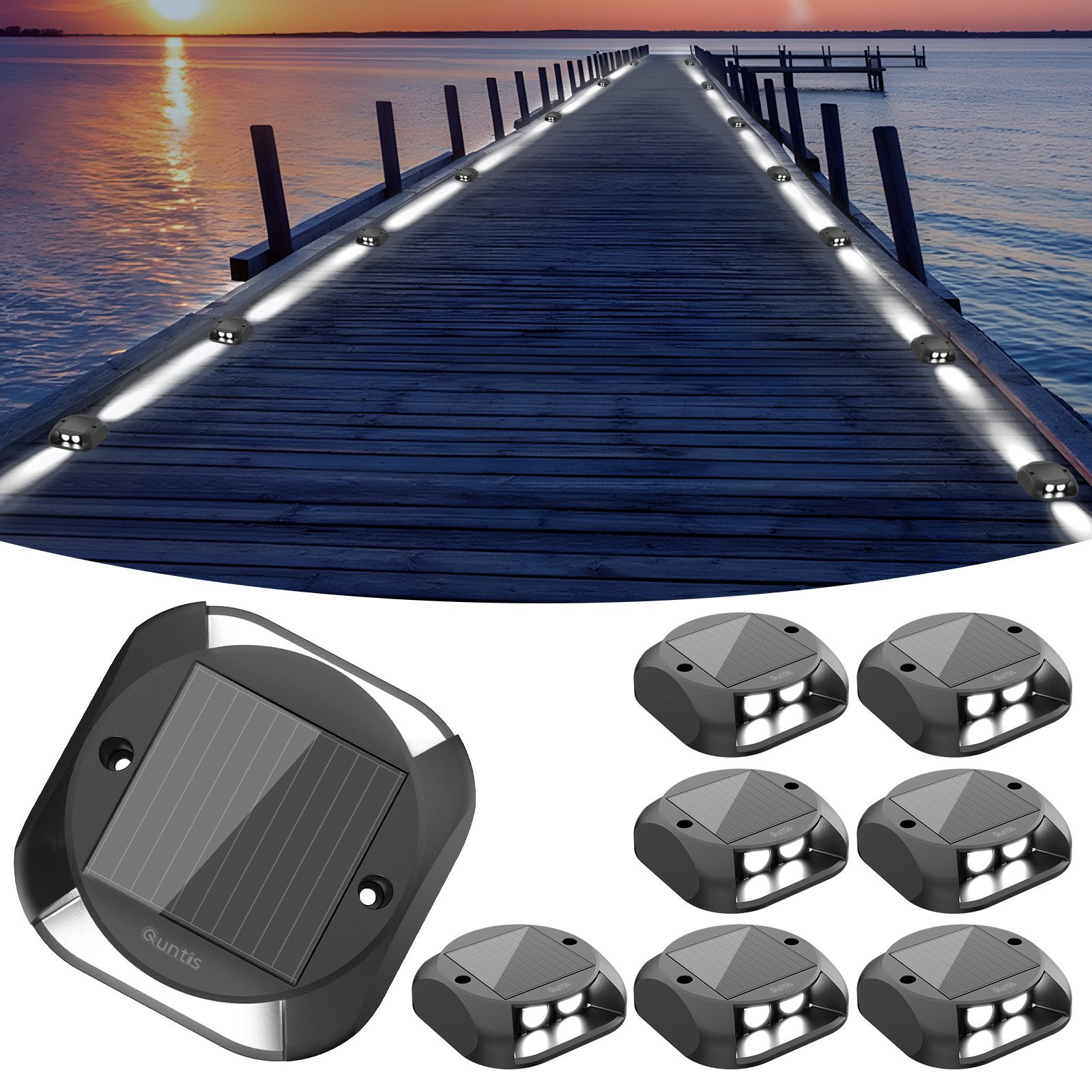 Elegear LED Solarleuchte solar lampen für außen, 4 Stück LED solarleuchten garten für Balkon, beleuchtung, LED fest verbaut, Kaltweiß, Gartenwege, Terrasse, Hof, Pool, Rasen, Weihnachtsdeko & Party Outdoor