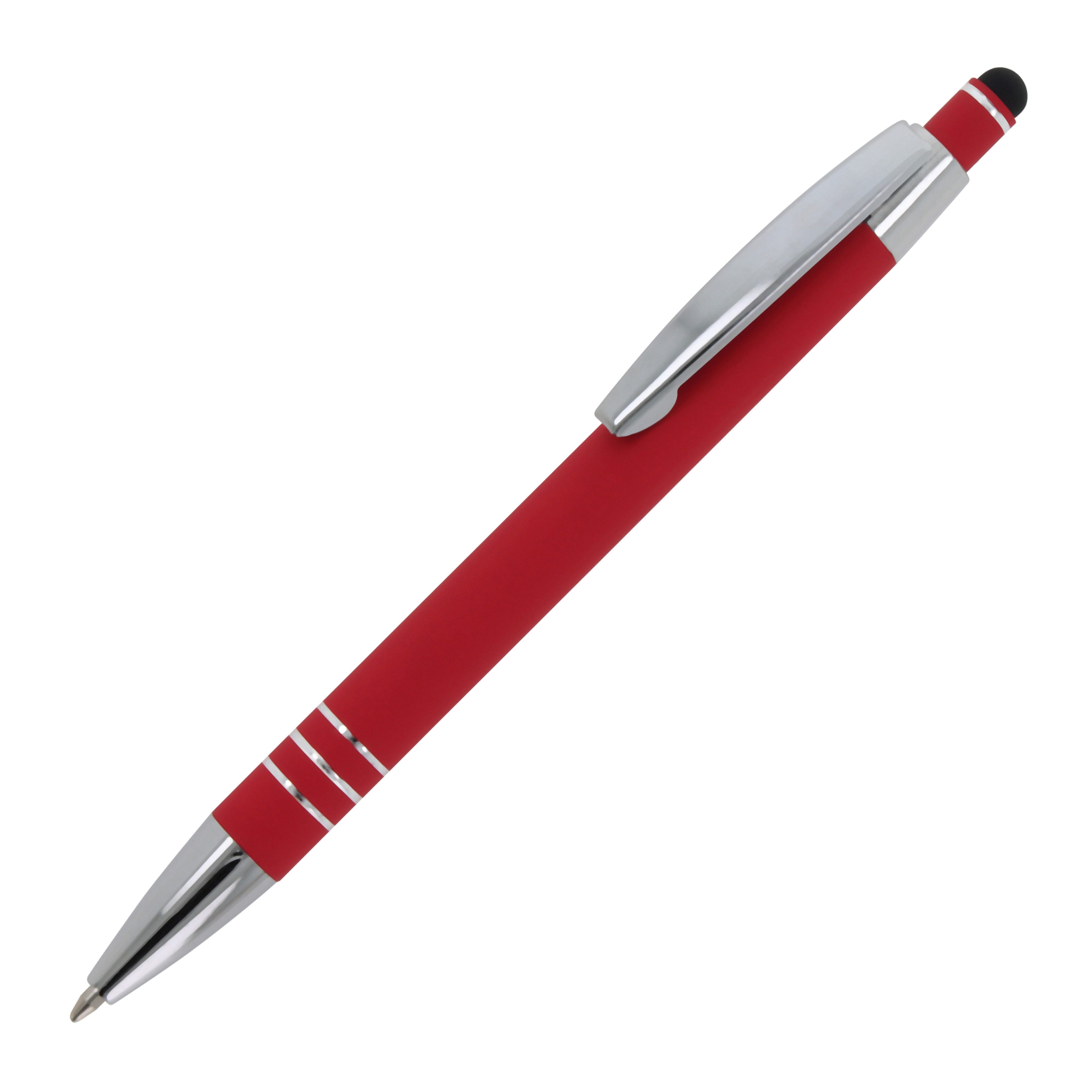 TOPPOINT Kugelschreiber 5x Touchpen Kugelschreiber / aus Metall / mit Soft-Touch / Farbe: rot