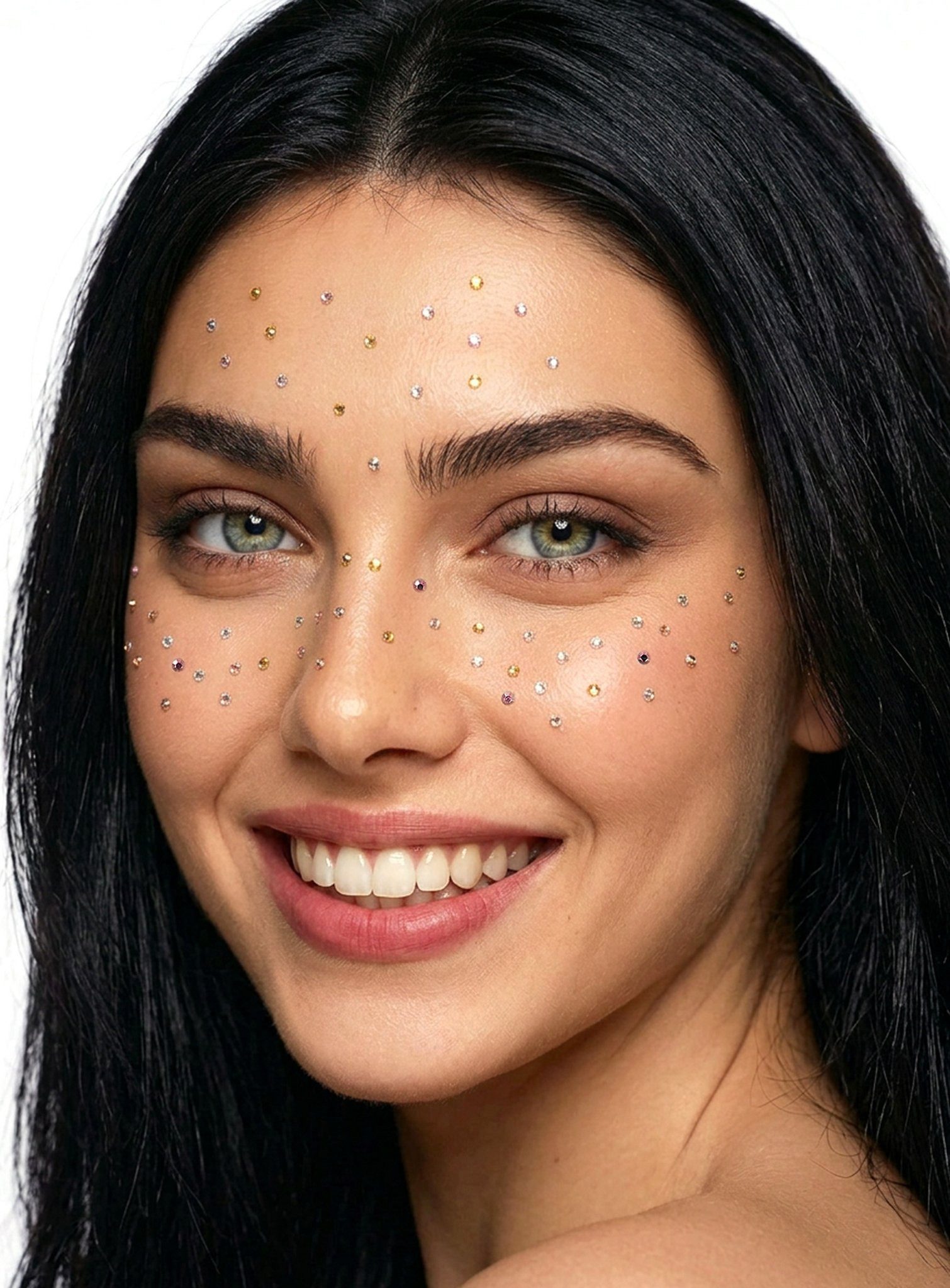 Rubie´s Theaterschminke Glitzersteine fürs Gesicht metallisch, Selbstklebende Strassteine für die Haut