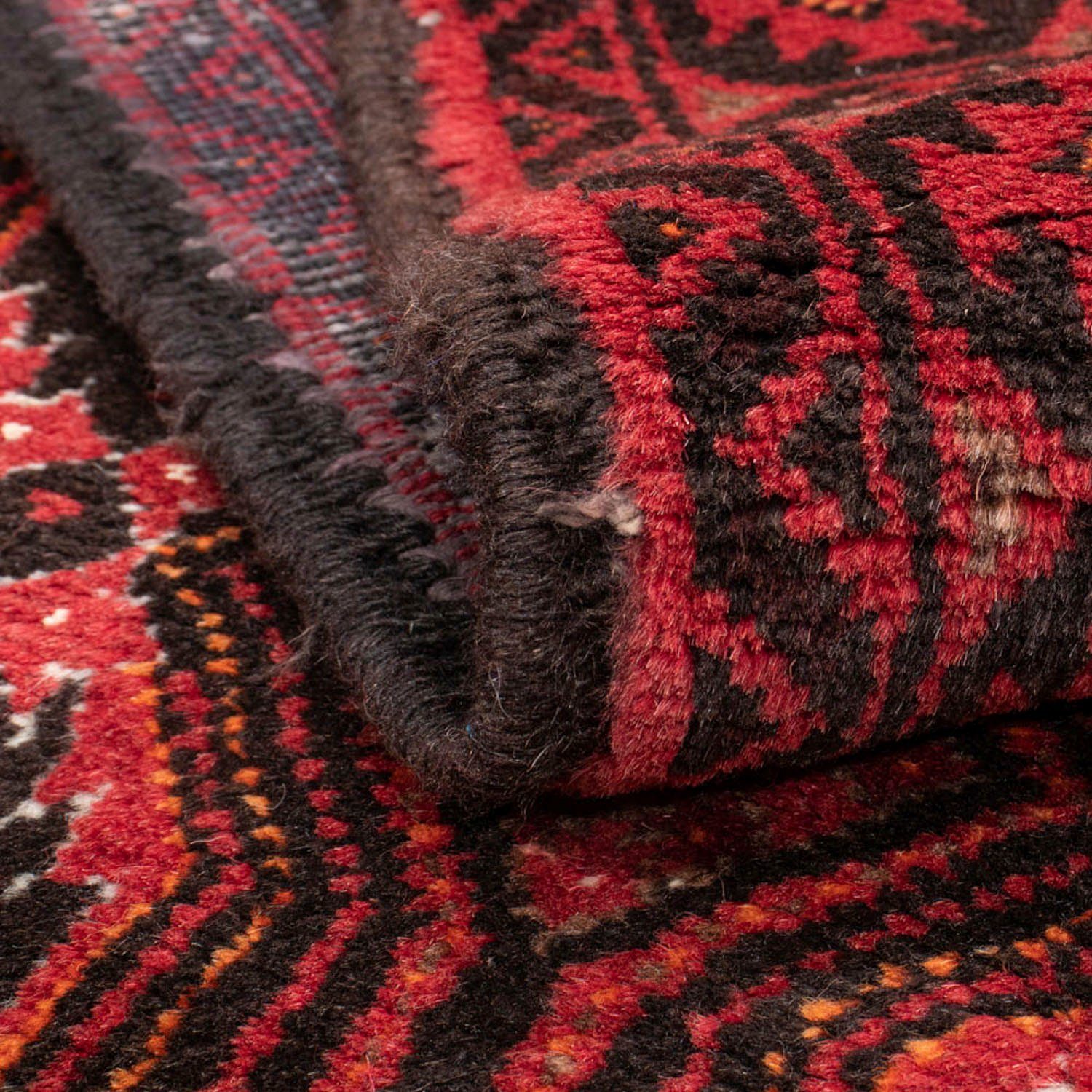 Hochflor-Läufer Belutsch Durchgemustert Rosso morgenland, 100 rechteckig, mm, Höhe: Handgeknüpft 8 184 x cm