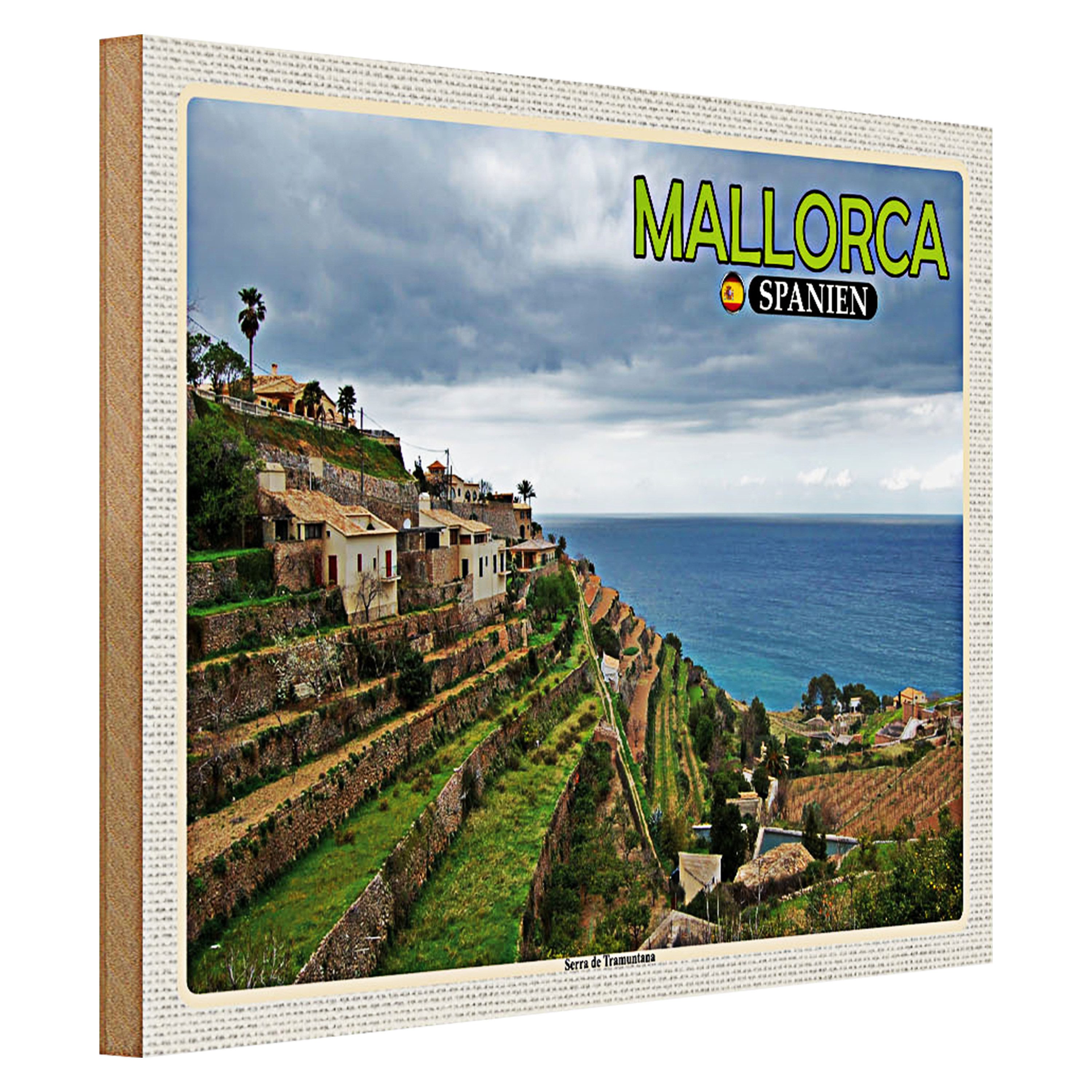 Roomando Holzbild Reise 40x30cm Mallorca Spanien Serra de Tramuntana