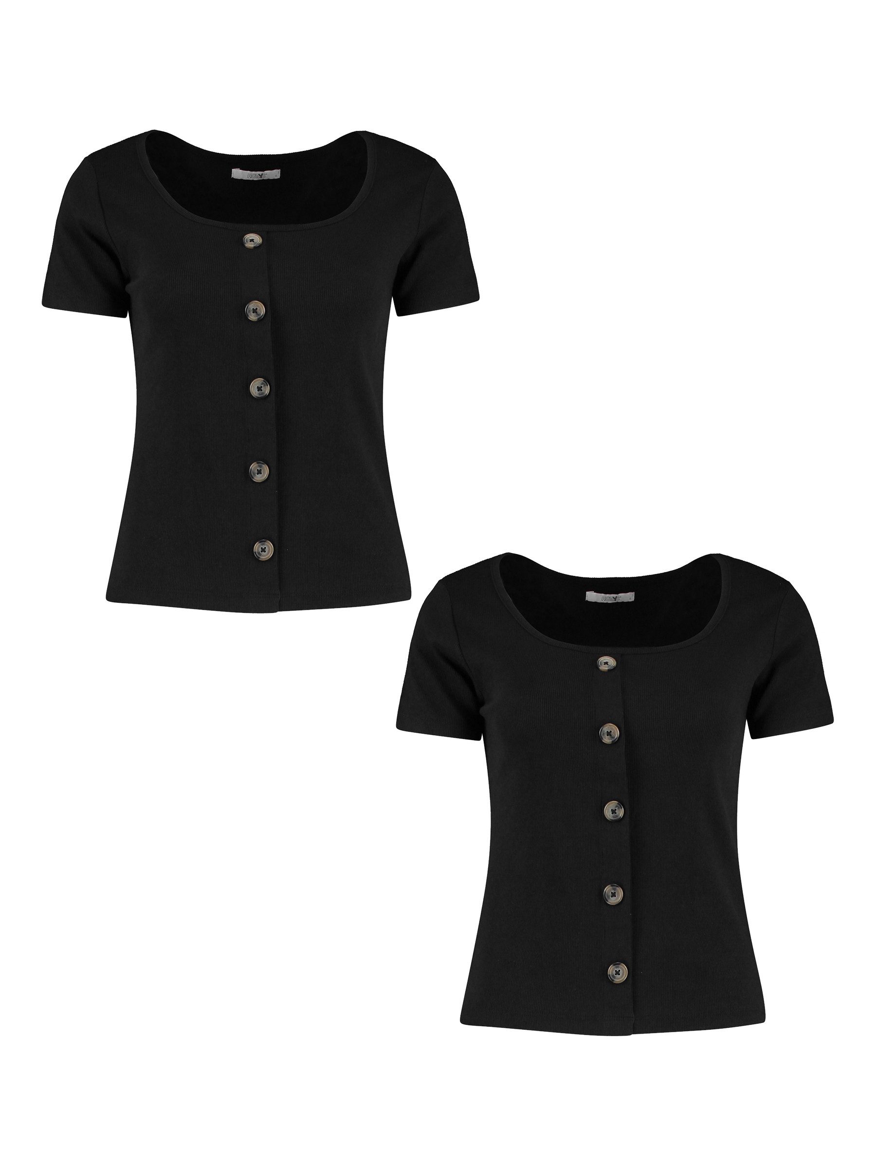 HaILY’S T-Shirt Gerippt 2-er Set Kurzarm mit Knöpfen SAMMA (2-tlg) SS C TP Samma