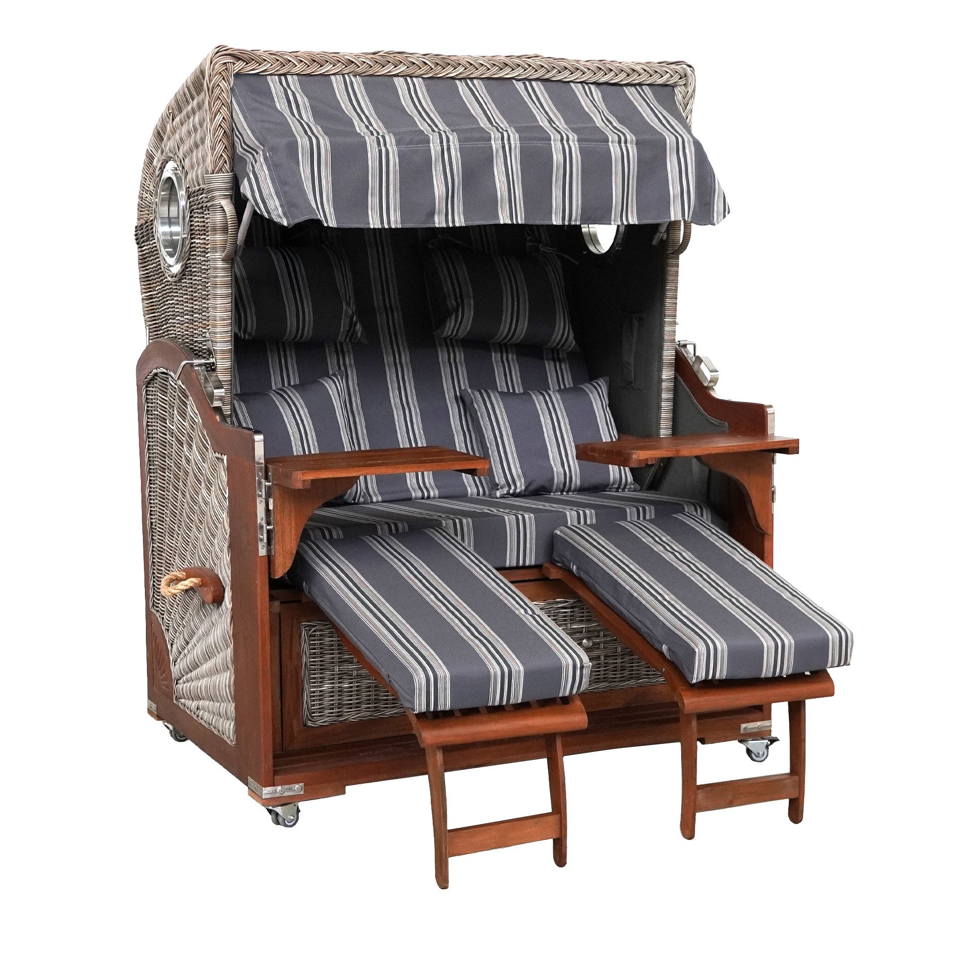 WebaVita Strandkorb Webavita Strandkorb Bali aus rotbraunem Hartholz Grau, BxTxH: 136x95x160 cm, Strandkorb