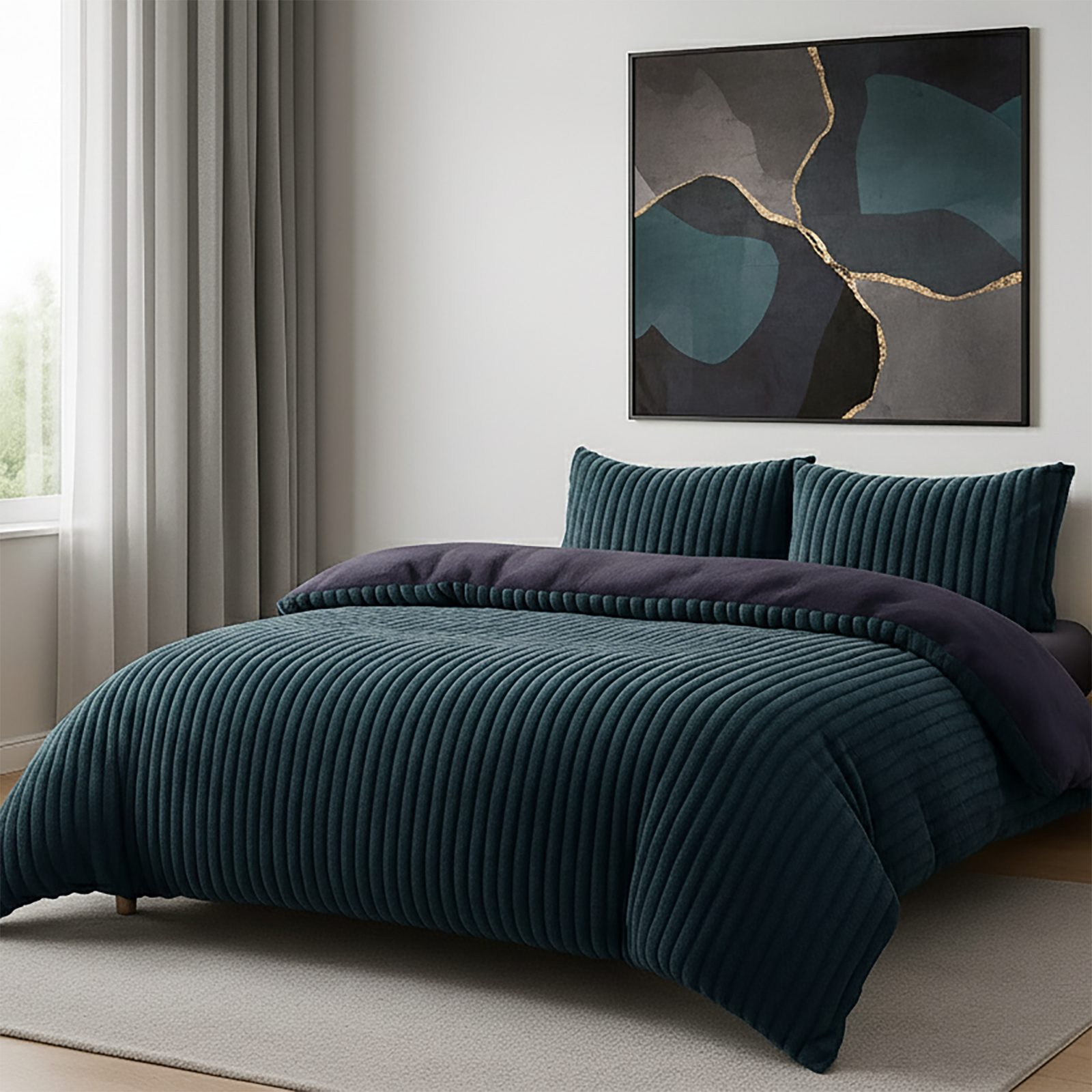 Buymax Постельное белье Teddy Plüsch Cord, Fleece, 3 teilig, Winterbettwäsche Set, extra warm, 220x240 cm