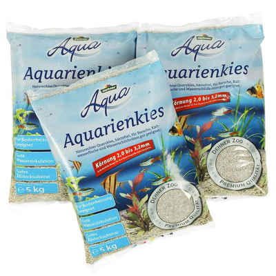 Dehner Aquarienkies Aqua Kies, 3 x 5 kg (15 kg), weiß