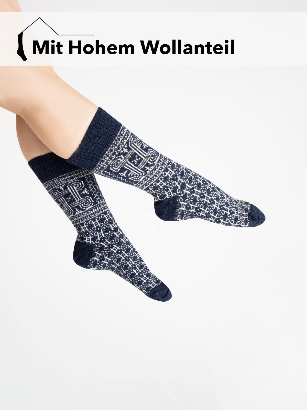 HomeOfSocks Socken 60% Wollsocken Finnland Flagge & Glückssymbol Hannunvaakuna Motiv, Finnland Flagge – Bild 4 von 5