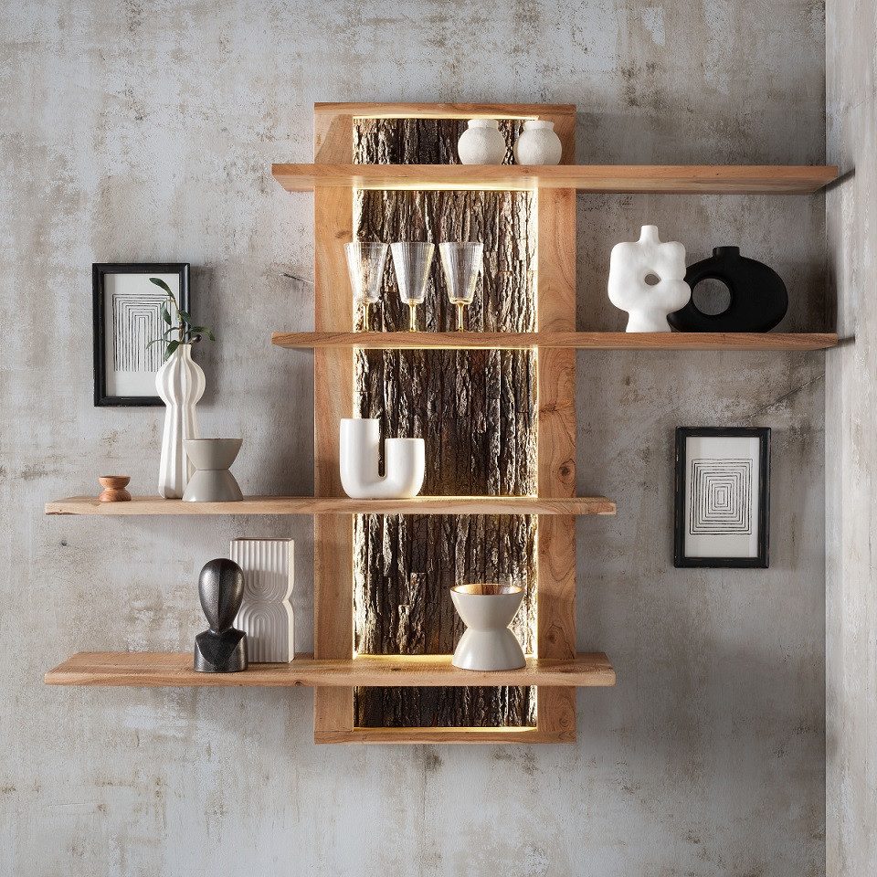 Main Möbel Hängeregal 155x132cm "Trondheim" Akazie massiv