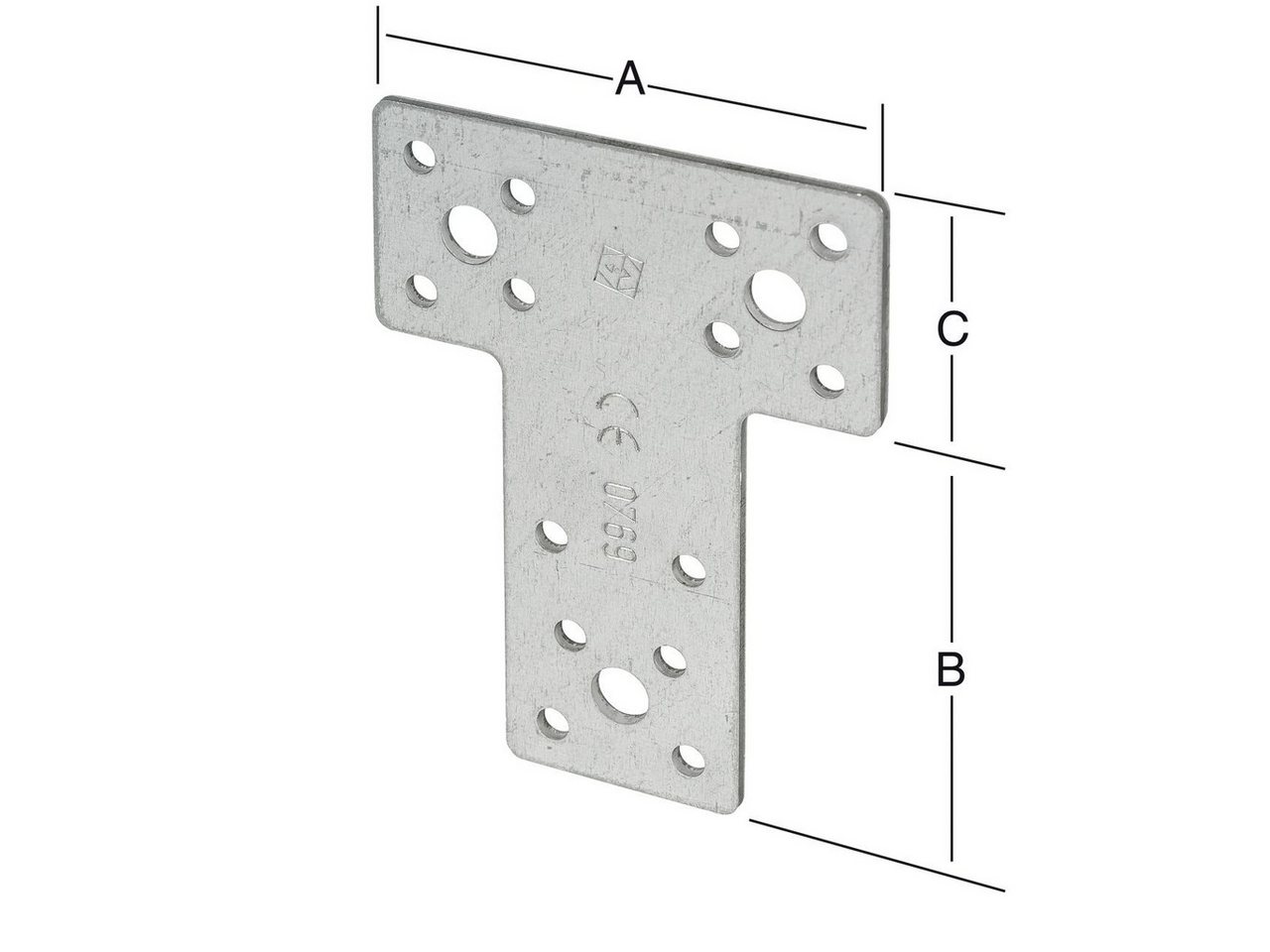 Thumbnail - Vormann Flachverbinder Vormann T-Flachverbinder sendzimir verzinkt 160 x
