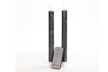 Coen Bakker LED-Kerze Wax Candles (Set, 2-tlg), Stabkerzen 2 St. Shabby Style 3D Flamme schwarz 23cm